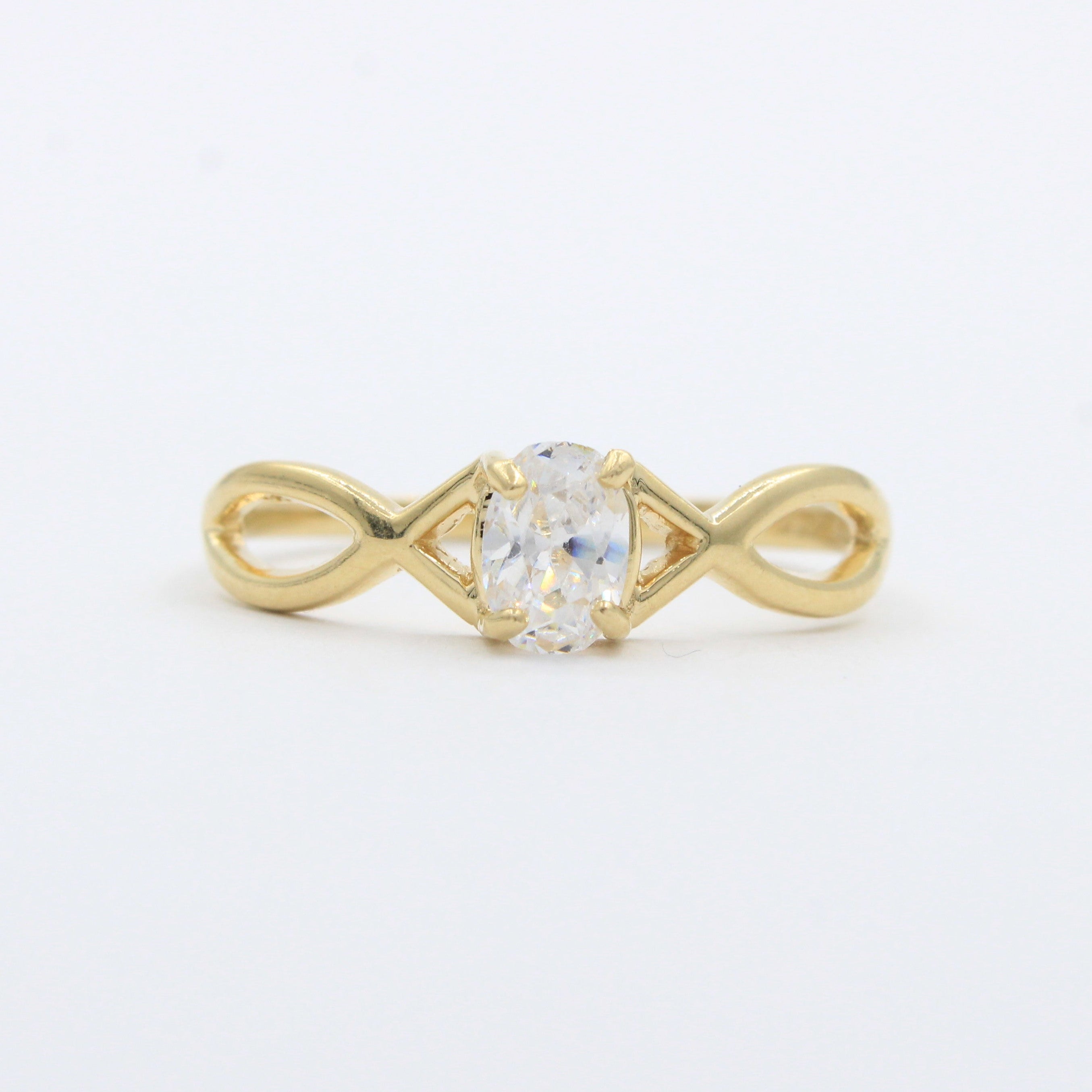 Anillo de Compromiso en Oro 14k Diseño de Ondas Infinitas con Zirconia Brillante mod. 10269