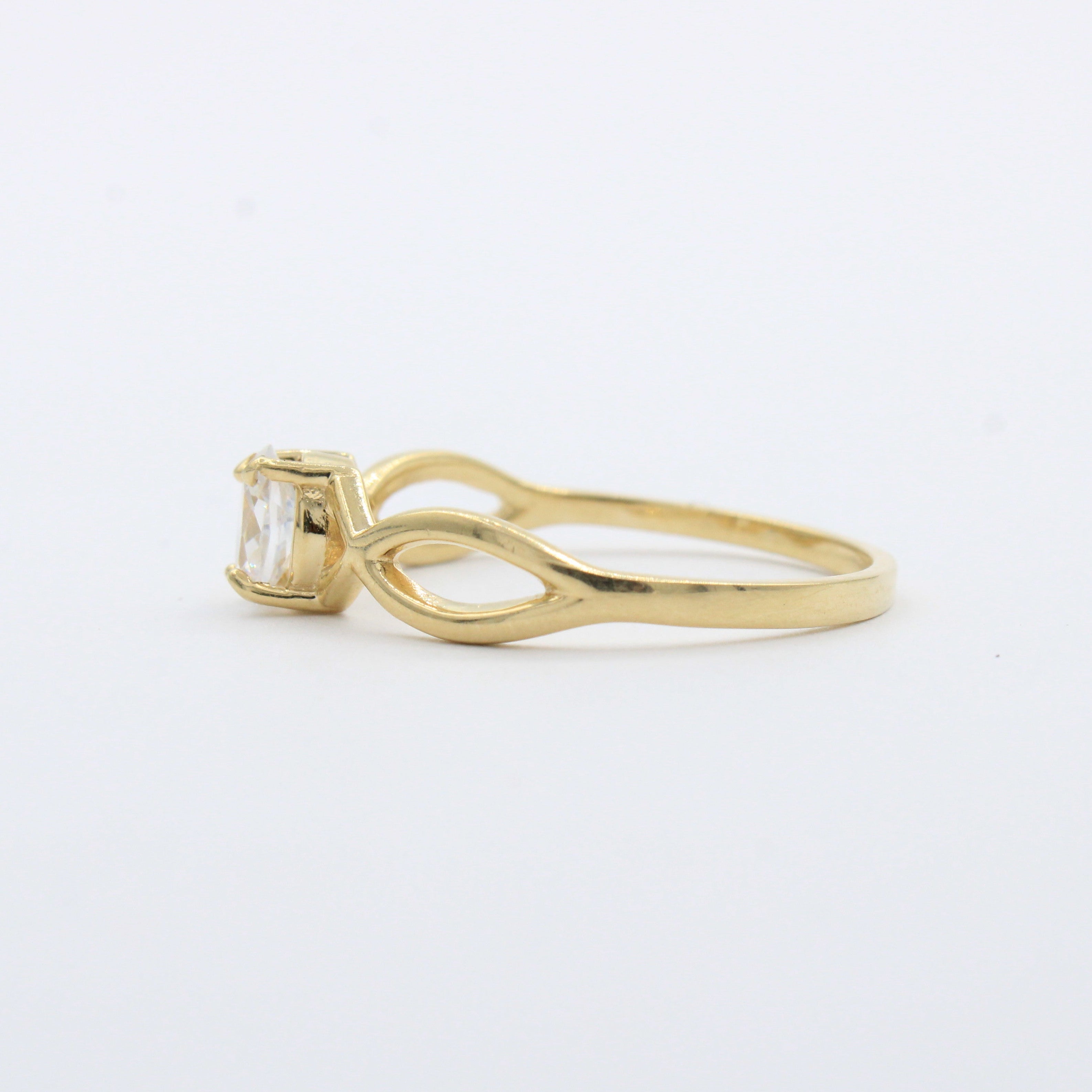 Anillo de Compromiso en Oro 14k Diseño de Ondas Infinitas con Zirconia Brillante mod. 10269