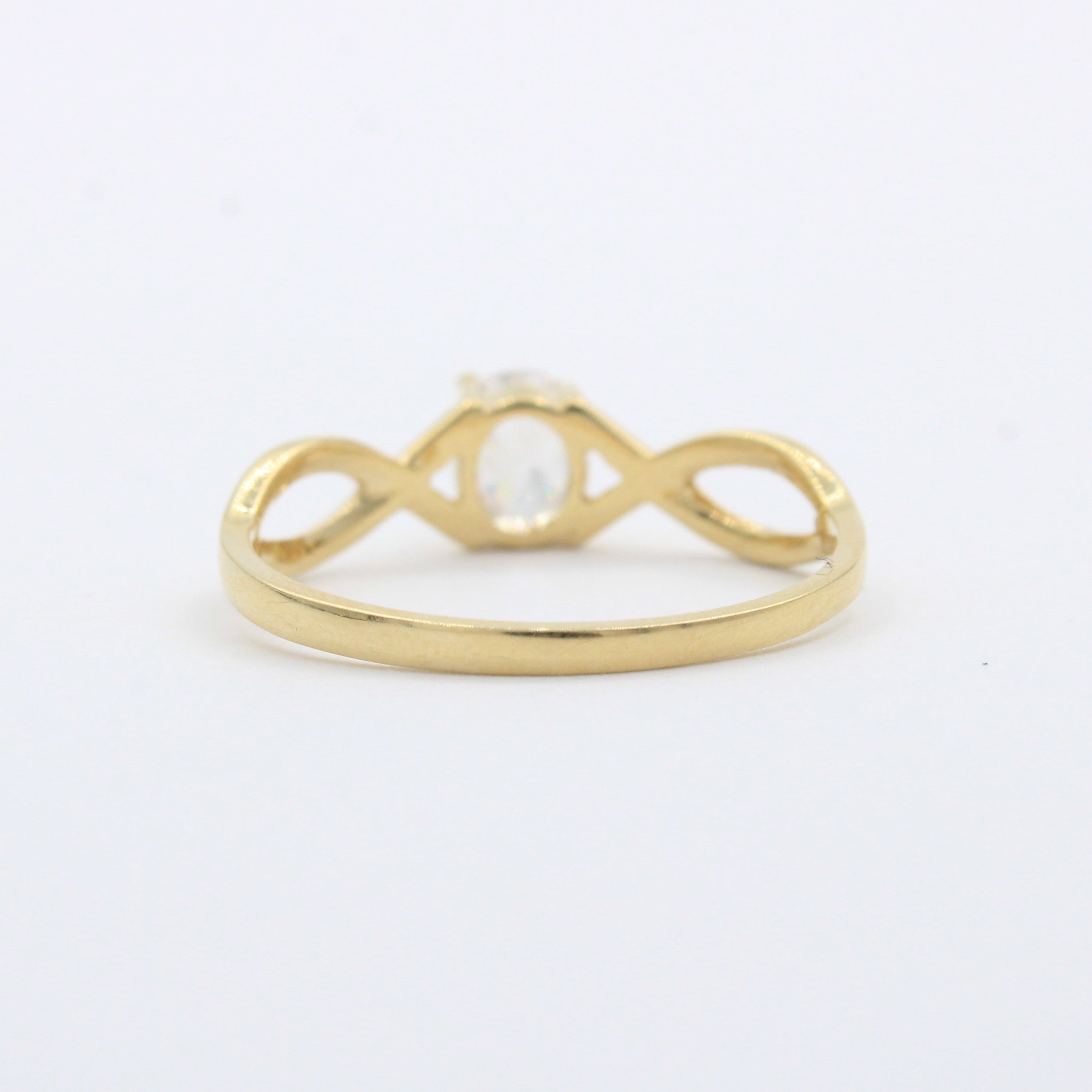 Anillo de Compromiso en Oro 14k Diseño de Ondas Infinitas con Zirconia Brillante mod. 10269