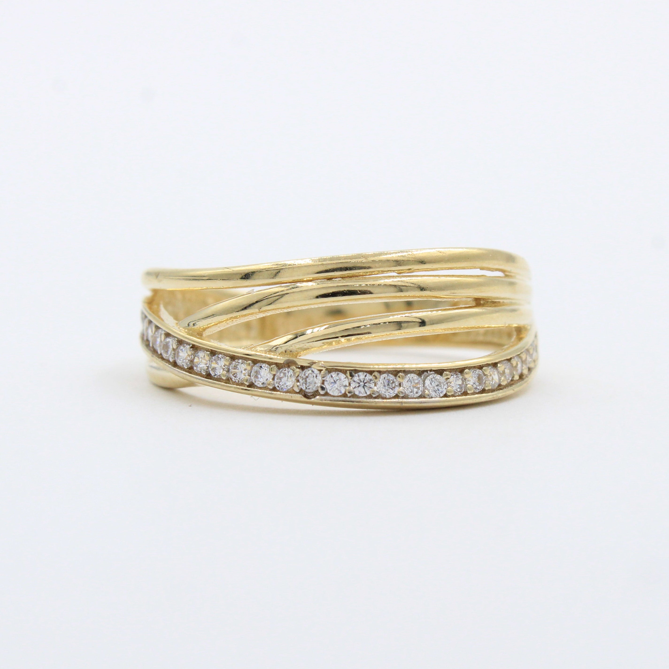 Anillo de Oro 14k Diseño Elegante y Brillante Incrustado de Zirconias mod. 10271