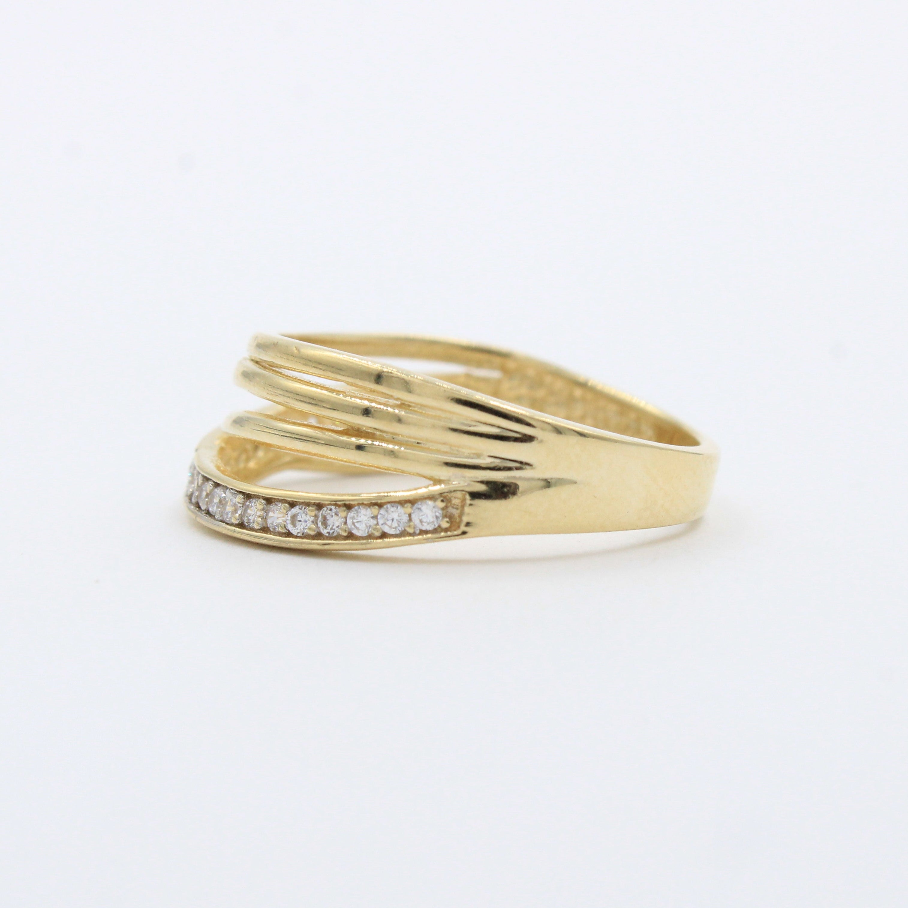 Anillo de Oro 14k Diseño Elegante y Brillante Incrustado de Zirconias mod. 10271