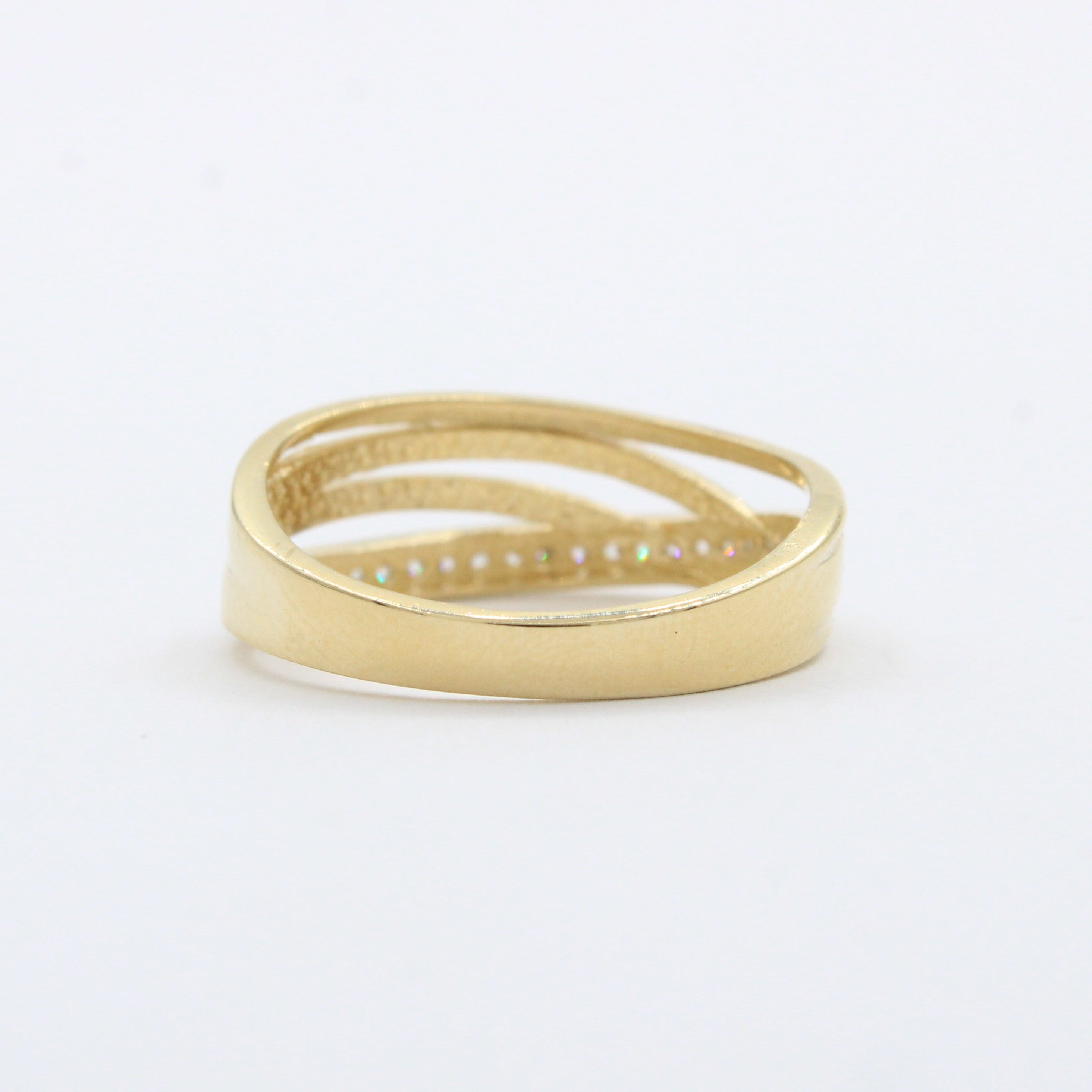 Anillo de Oro 14k Diseño Elegante y Brillante Incrustado de Zirconias mod. 10271
