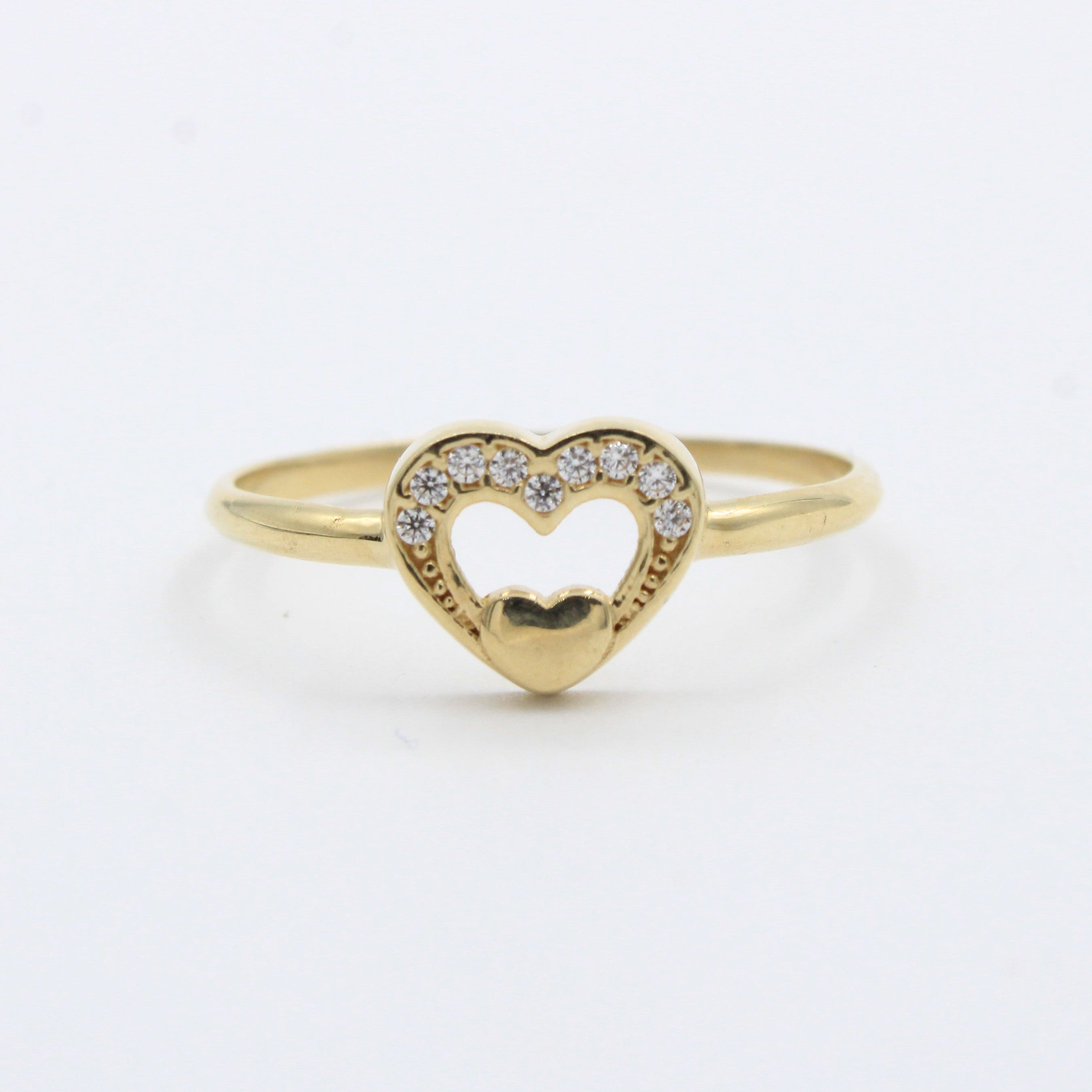 Anillo de Oro 14k Corazón Calado con Zirconias Finas mod. 10273