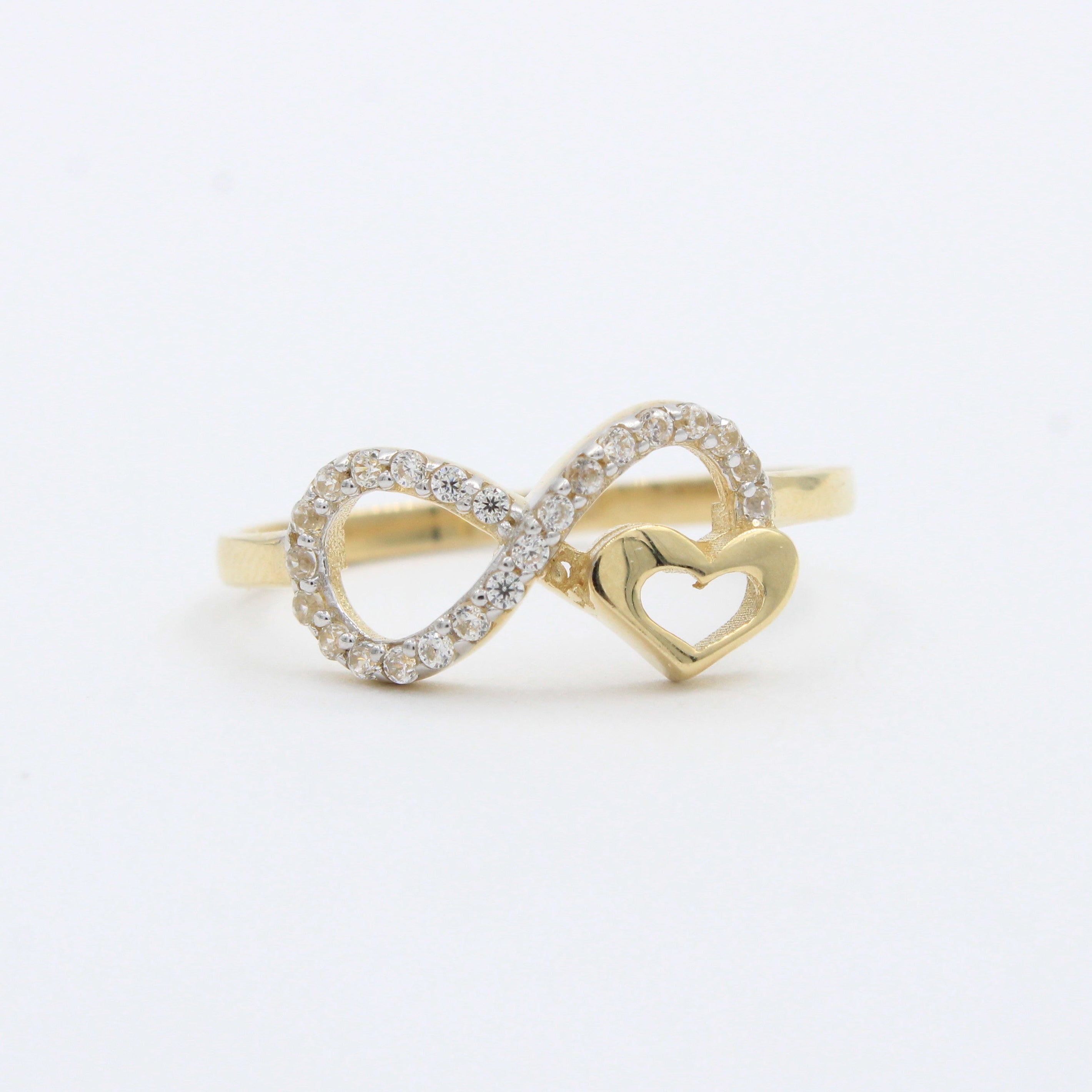 Anillo de Oro 14k Corazones Finos Detallados con Zirconias mod. 10276