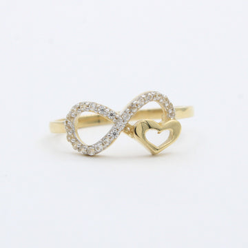 Anillo de Oro 14k Corazones Finos Detallados con Zirconias mod. 10276