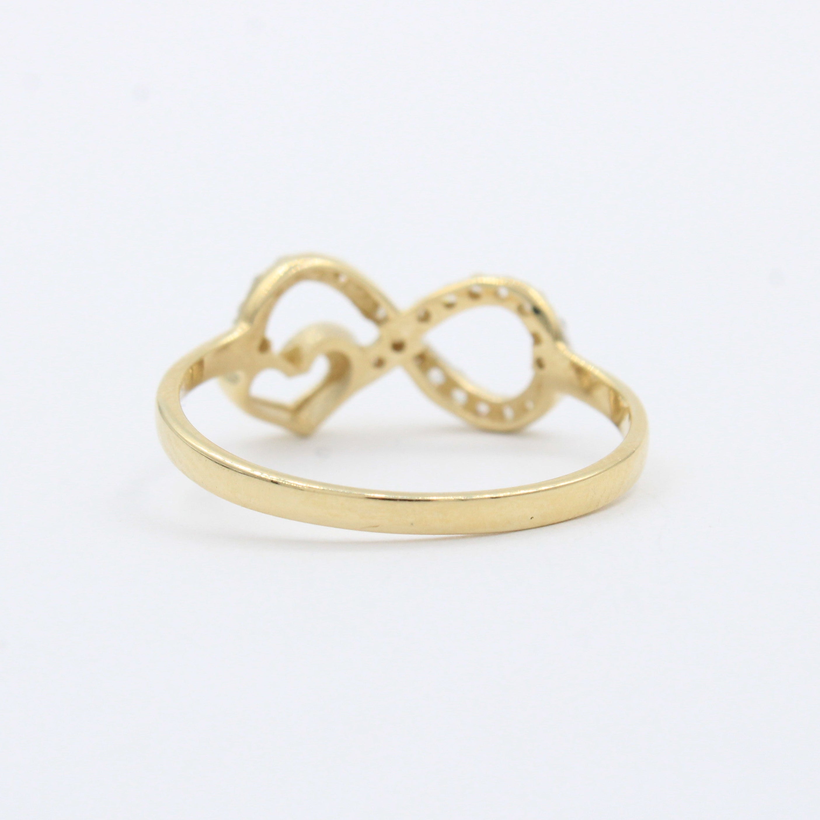 Anillo de Oro 14k Corazones Finos Detallados con Zirconias mod. 10276