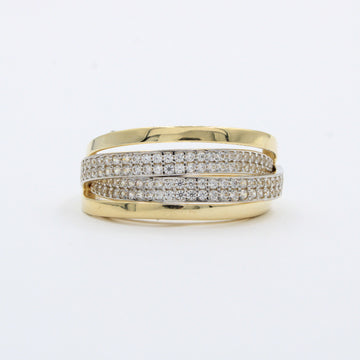 Anillo de Oro 14k Modelo Elegante con Líneas Incrustadas de Zirconias mod. 10277