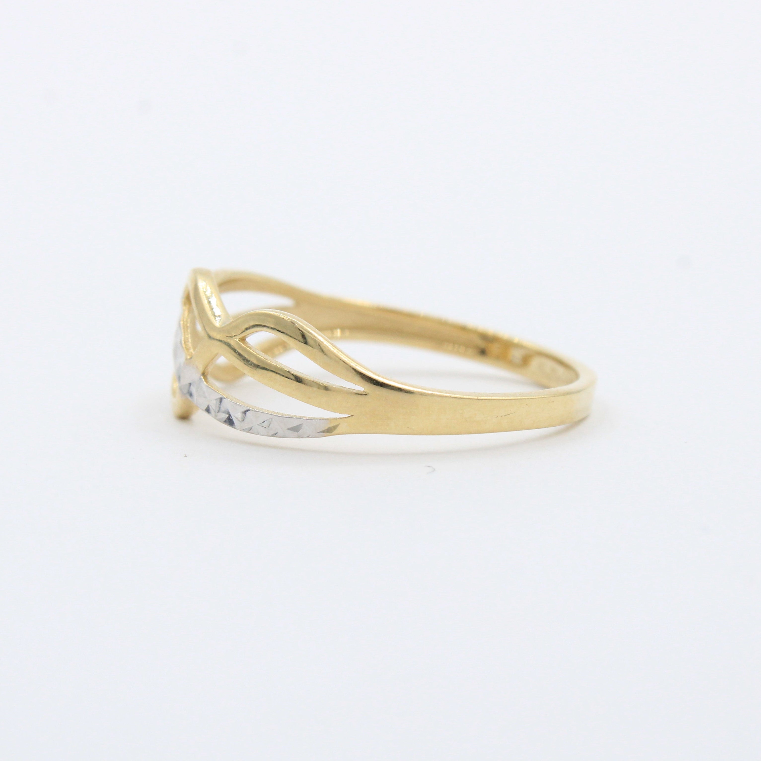 Anillo de Oro 14k de Diseño Cruzado con Diamantado mod. 10278