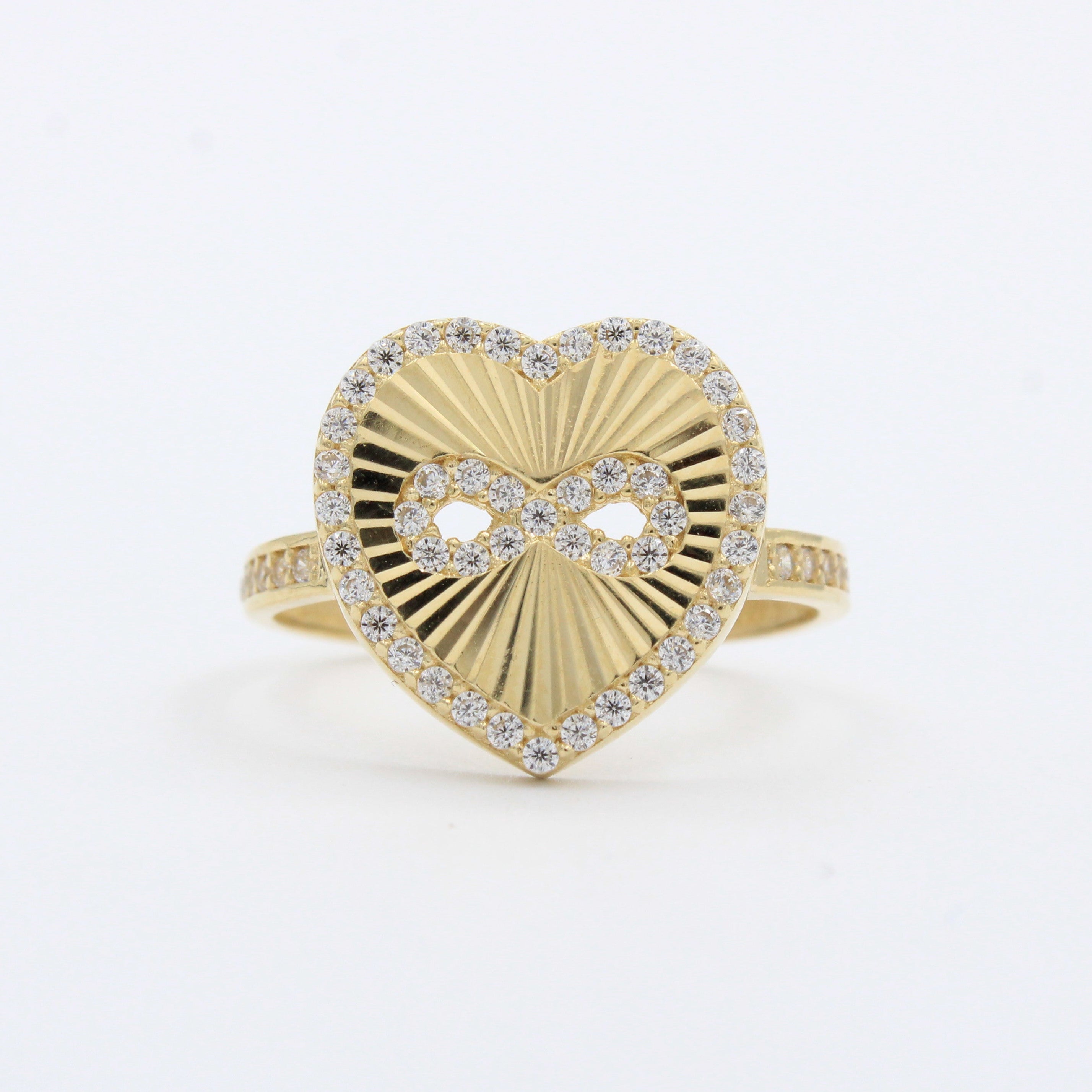 Anillo de Oro 14k Corazón Diamanatado con Infinito y Zirconias mod. 10280
