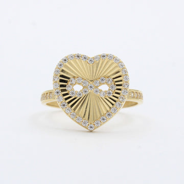 Anillo de Oro 14k Corazón Diamanatado con Infinito y Zirconias mod. 10280