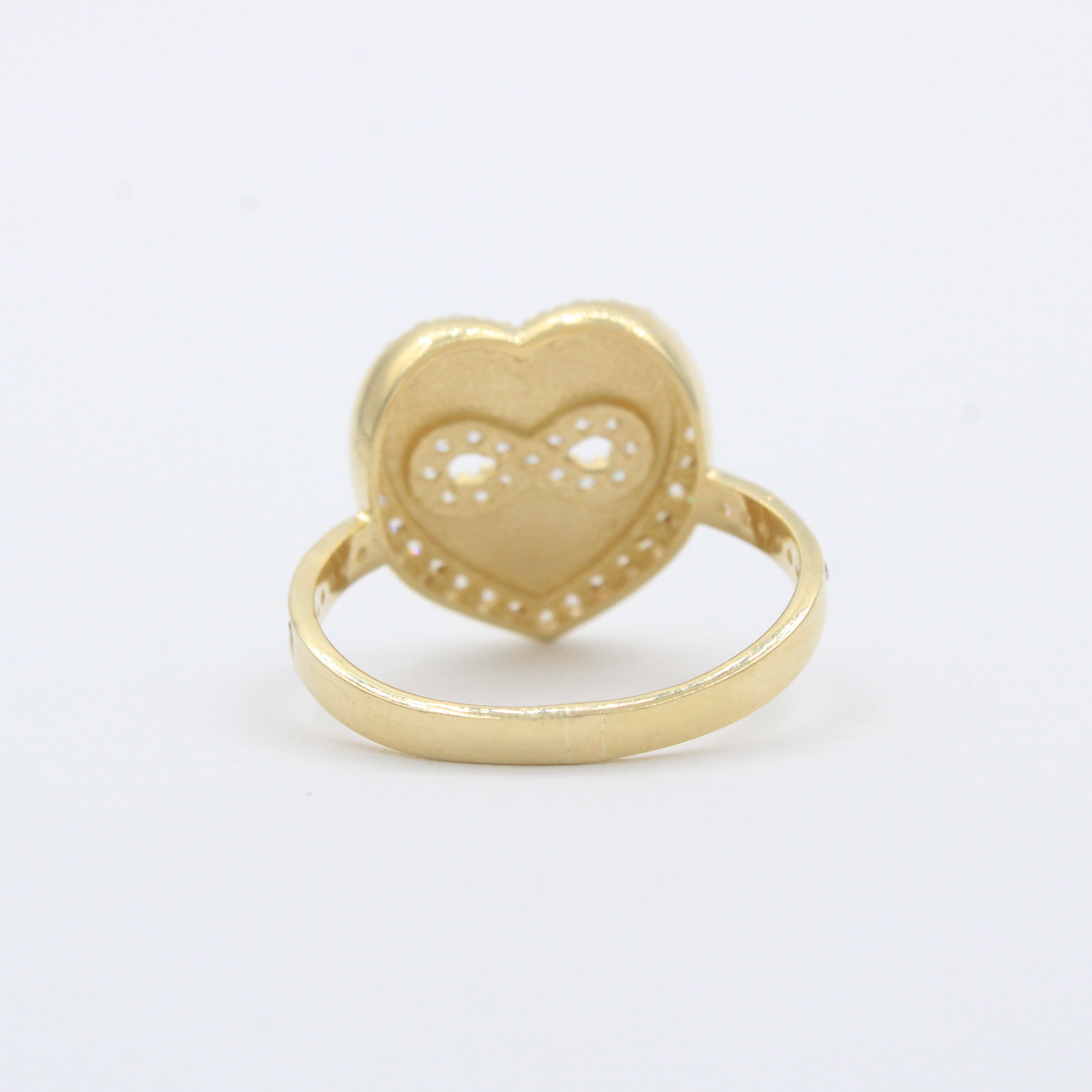 Anillo de Oro 14k Corazón Diamanatado con Infinito y Zirconias mod. 10280