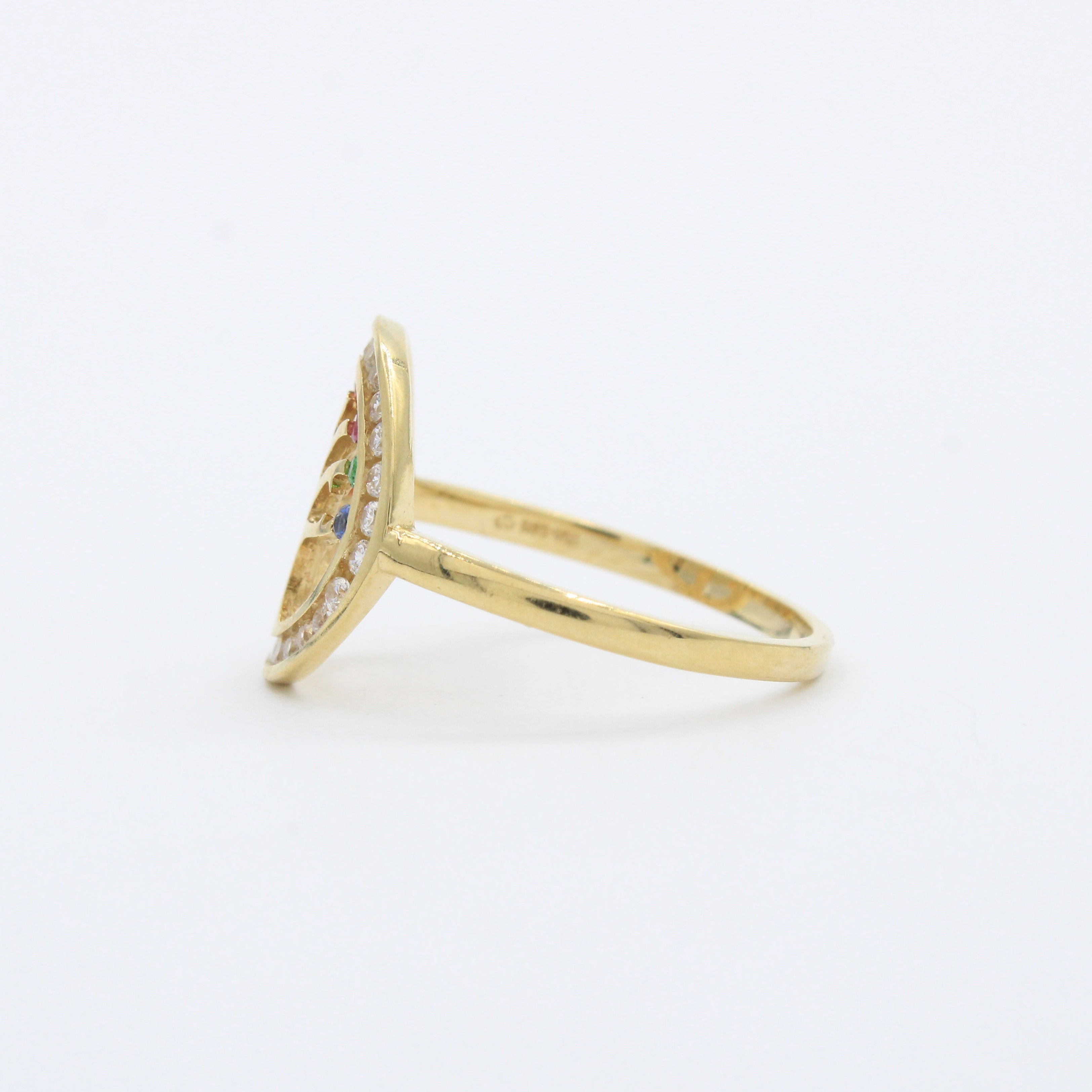 Anillo de Oro 14k con Árbol de la Vida Incrustado con Zirconais mod. 10282