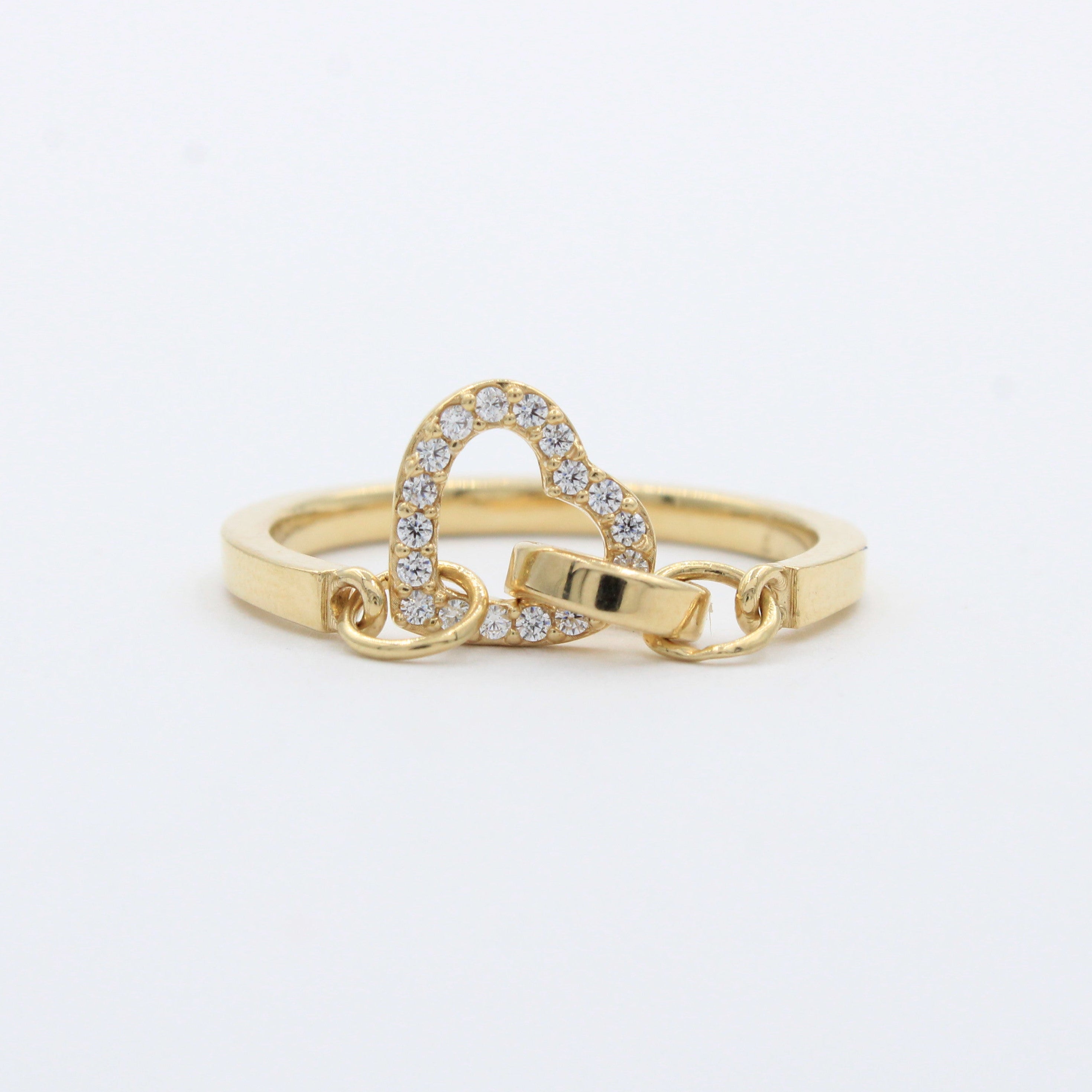 Anillo de Oro 14k Diseño Amor Eterno con Anillo y Corazón con Zirconias mod. 10284