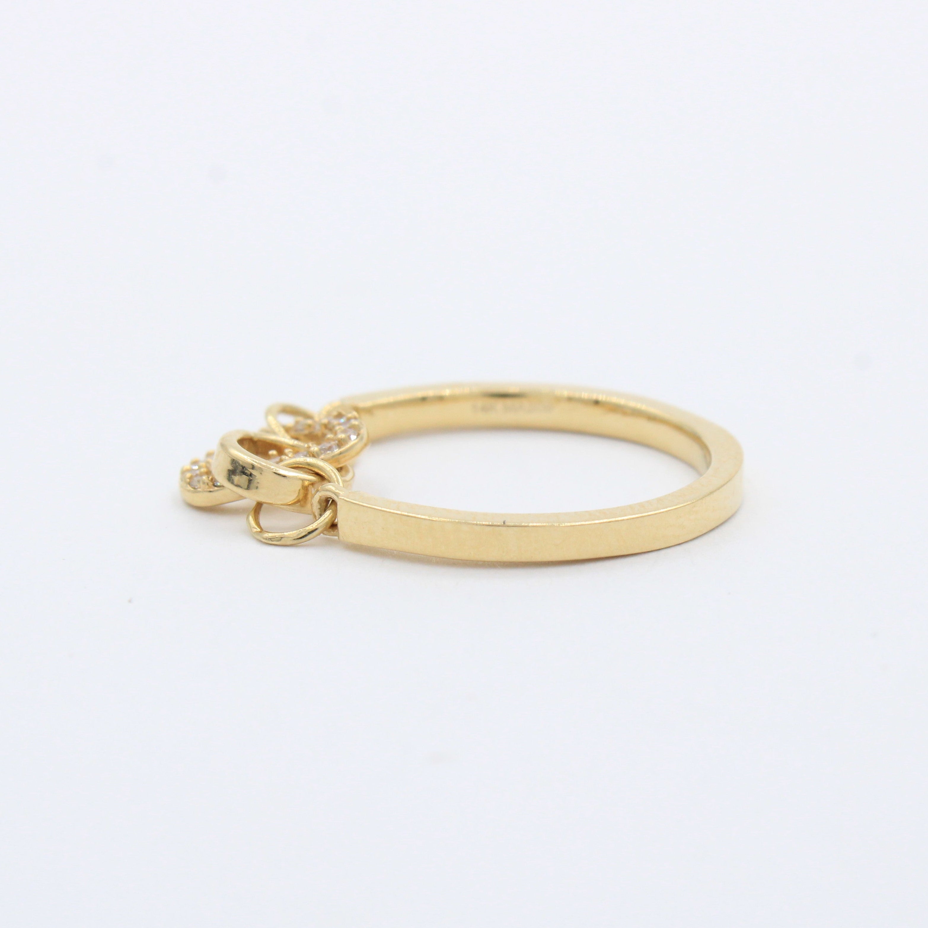 Anillo de Oro 14k Diseño Amor Eterno con Anillo y Corazón con Zirconias mod. 10284