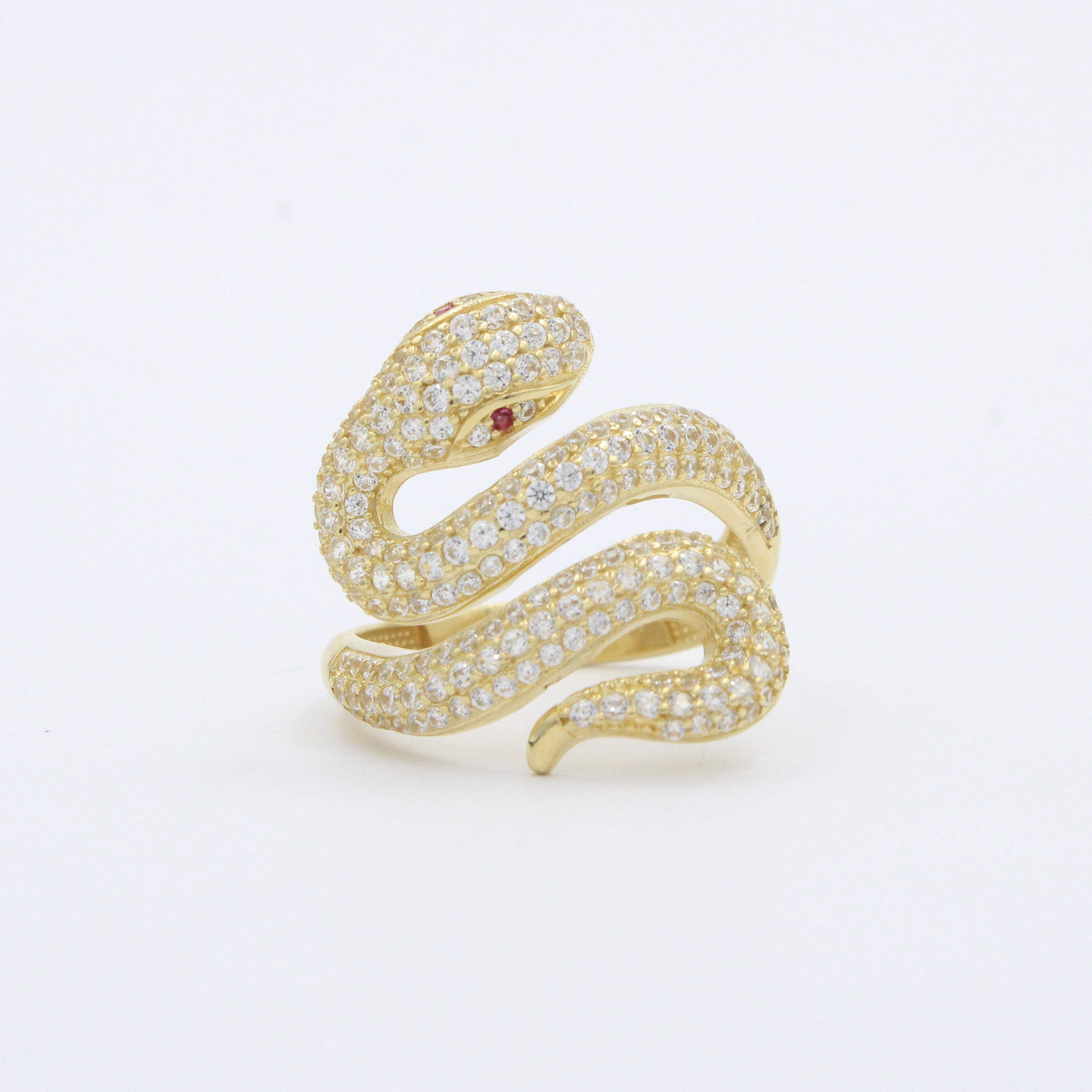 Anillo de Oro 14k Serpiente Elegante Incrustada de Zirconias mod. 10286