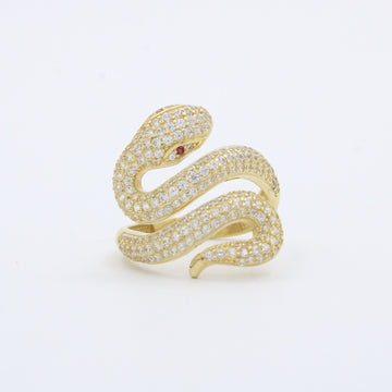 Anillo de Oro 14k Serpiente Elegante Incrustada de Zirconias mod. 10286