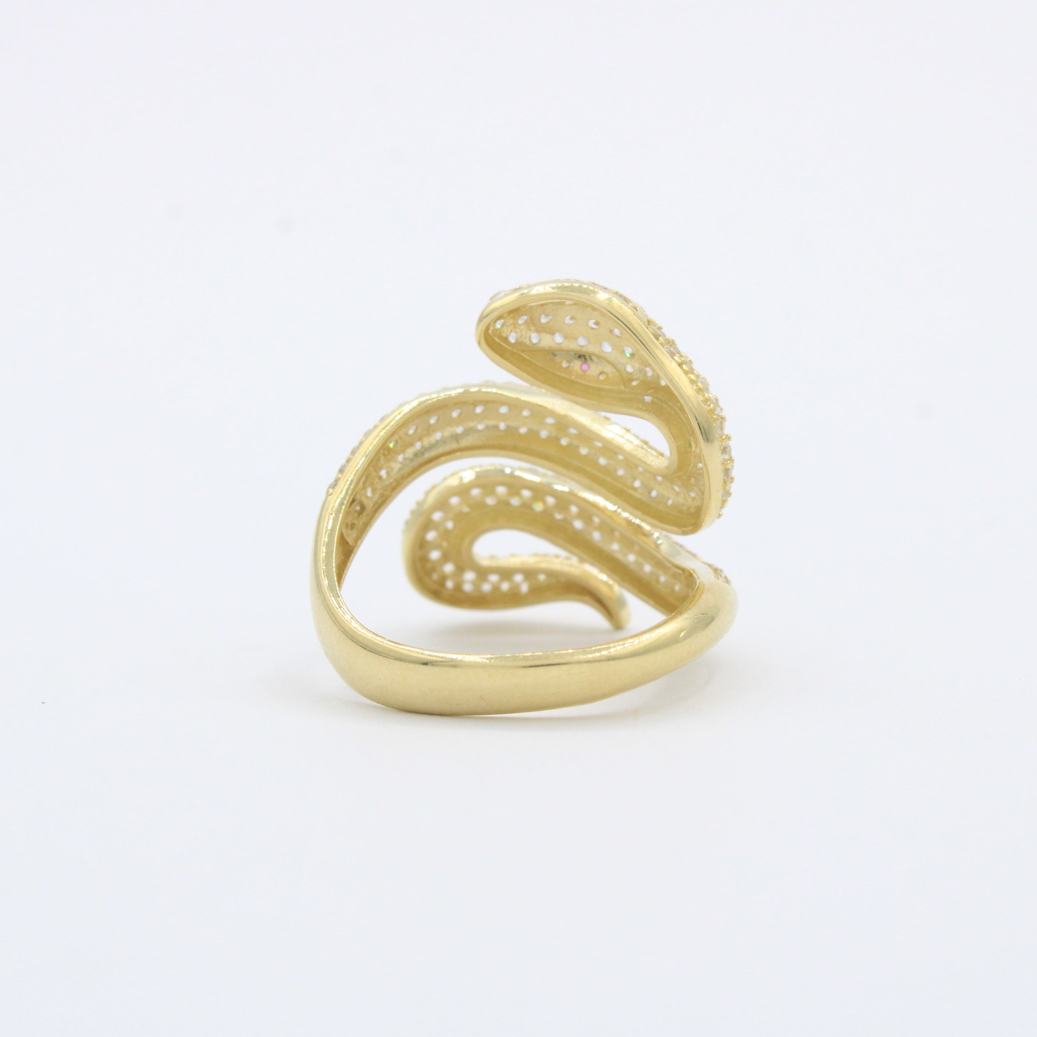 Anillo de Oro 14k Serpiente Elegante Incrustada de Zirconias mod. 10286