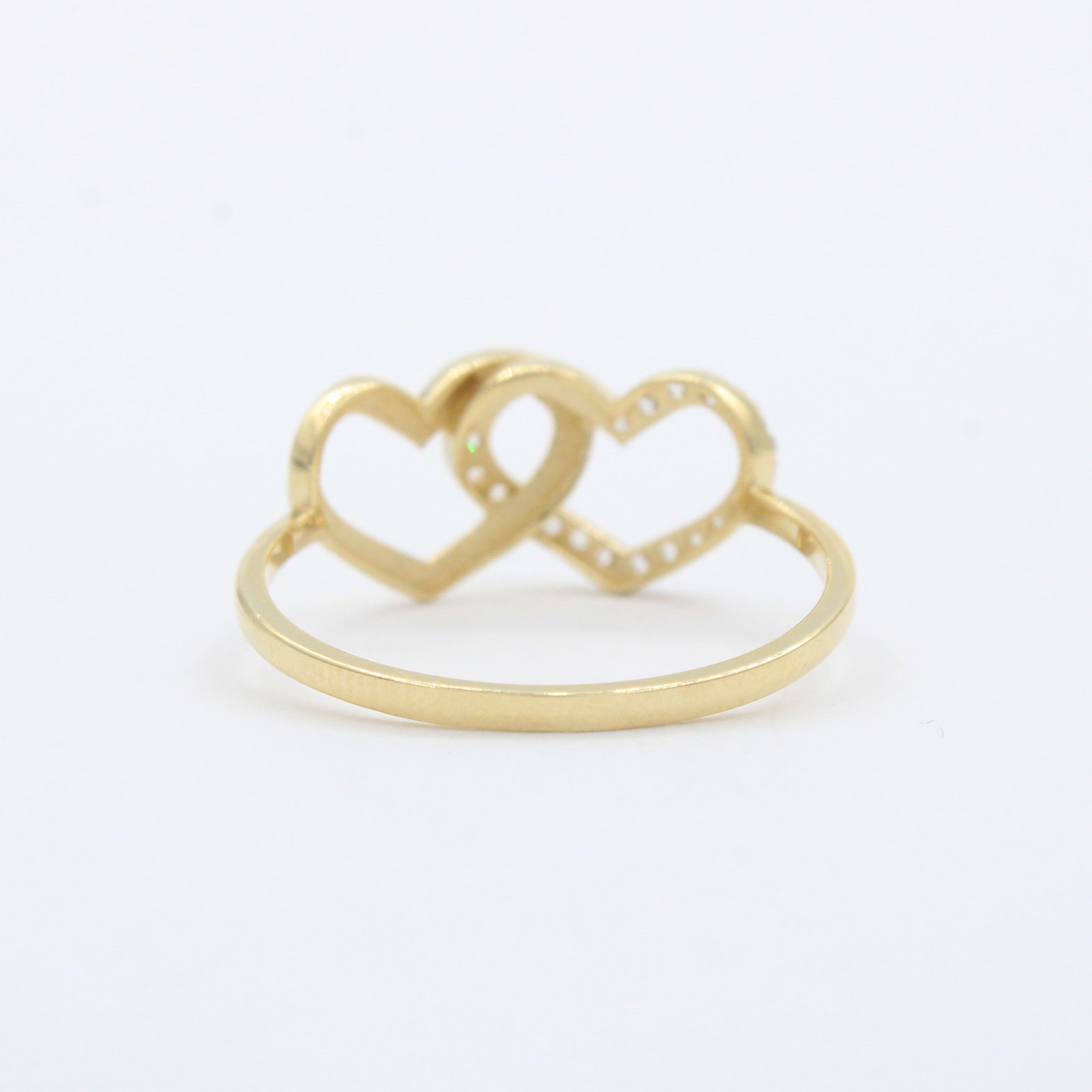 Anillo de Oro 14k Diseño Alma Gemela con Corazónes Brillantes y Zirconias mod. 10287
