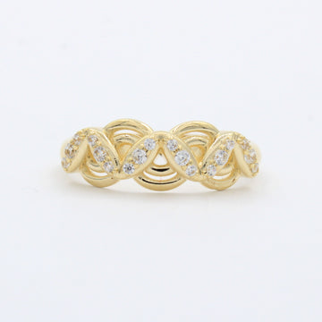 Anillo de Oro 14k con Diseño ZigZag Elegante Incrustado con Zirconias mod. 10289