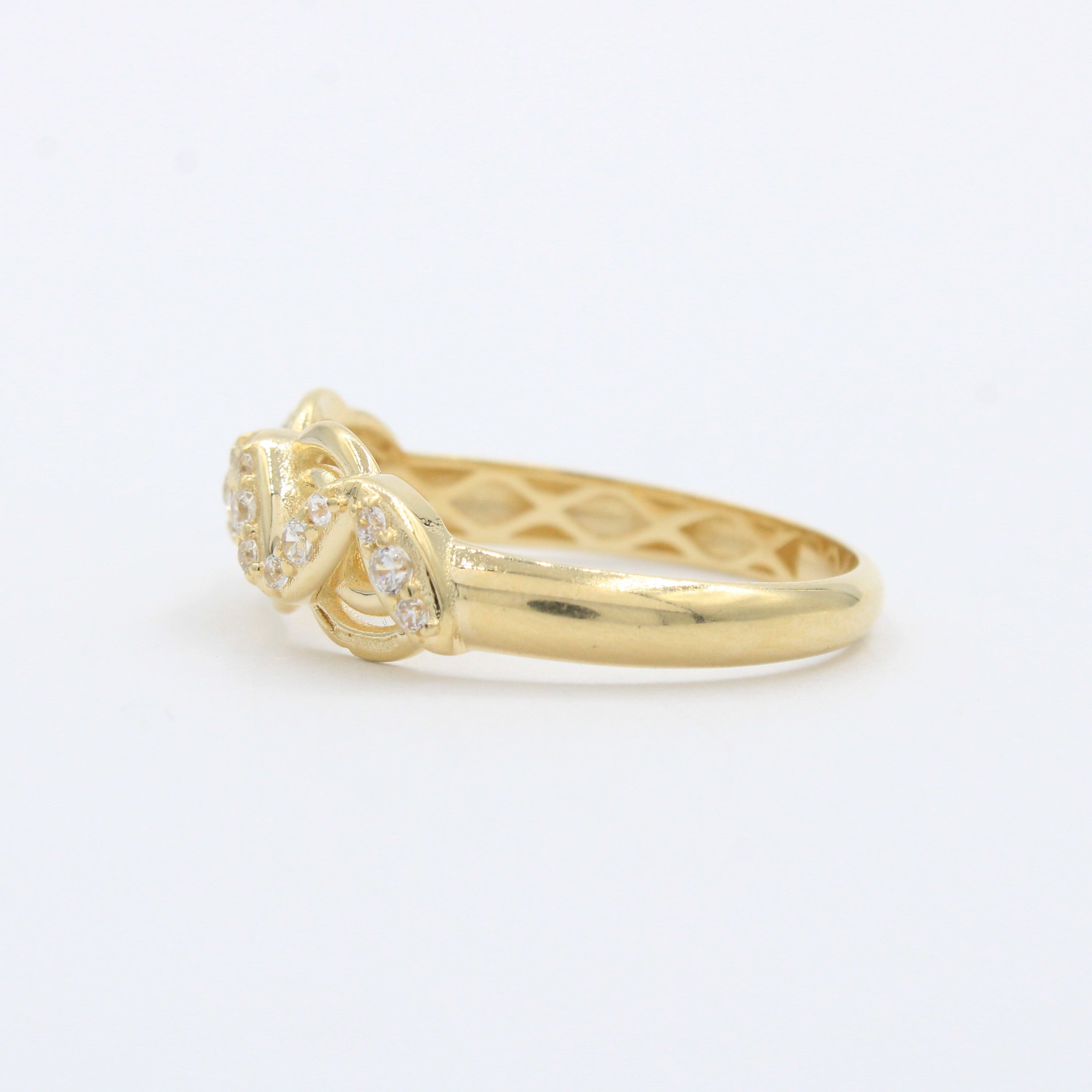 Anillo de Oro 14k con Diseño ZigZag Elegante Incrustado con Zirconias mod. 10289