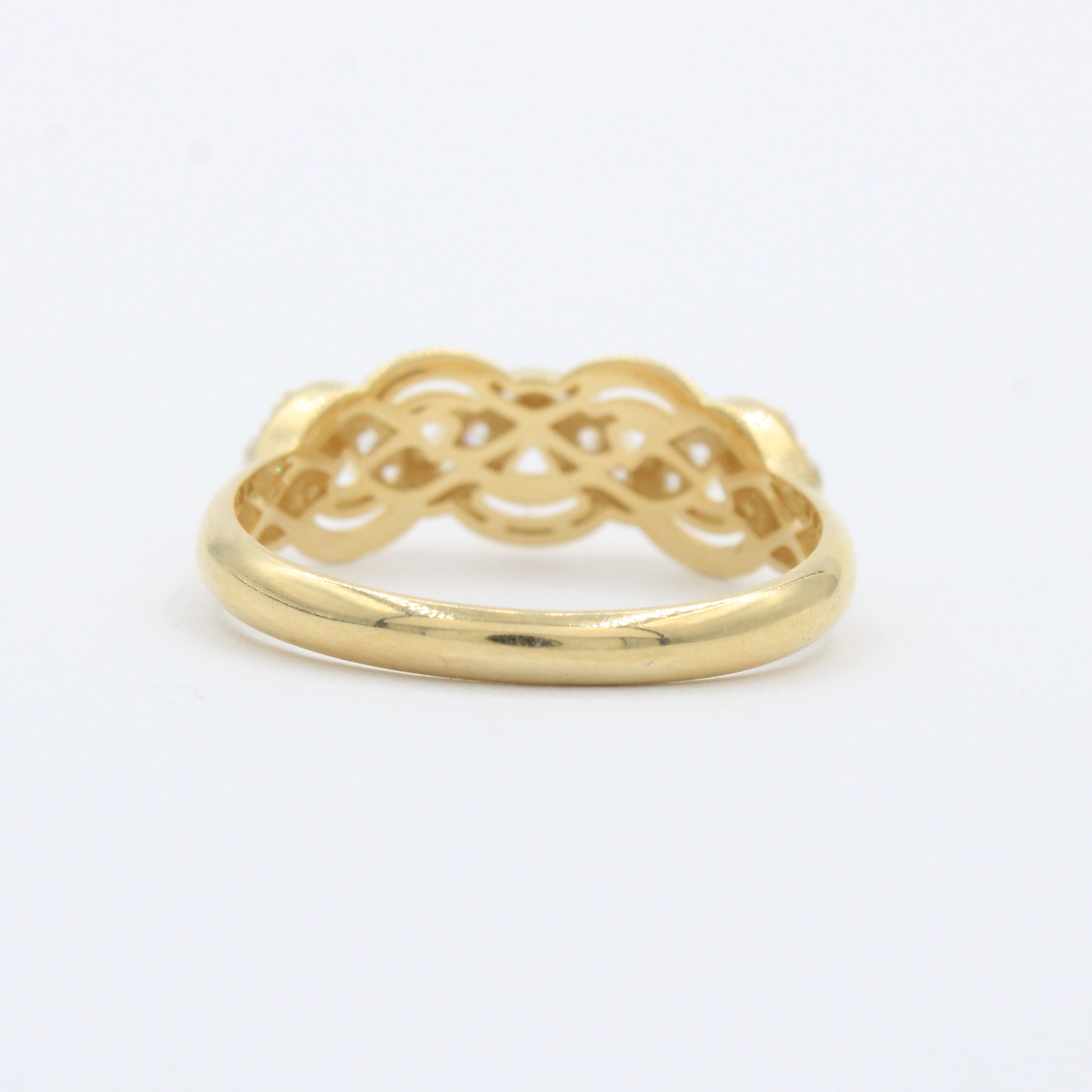 Anillo de Oro 14k con Diseño ZigZag Elegante Incrustado con Zirconias mod. 10289