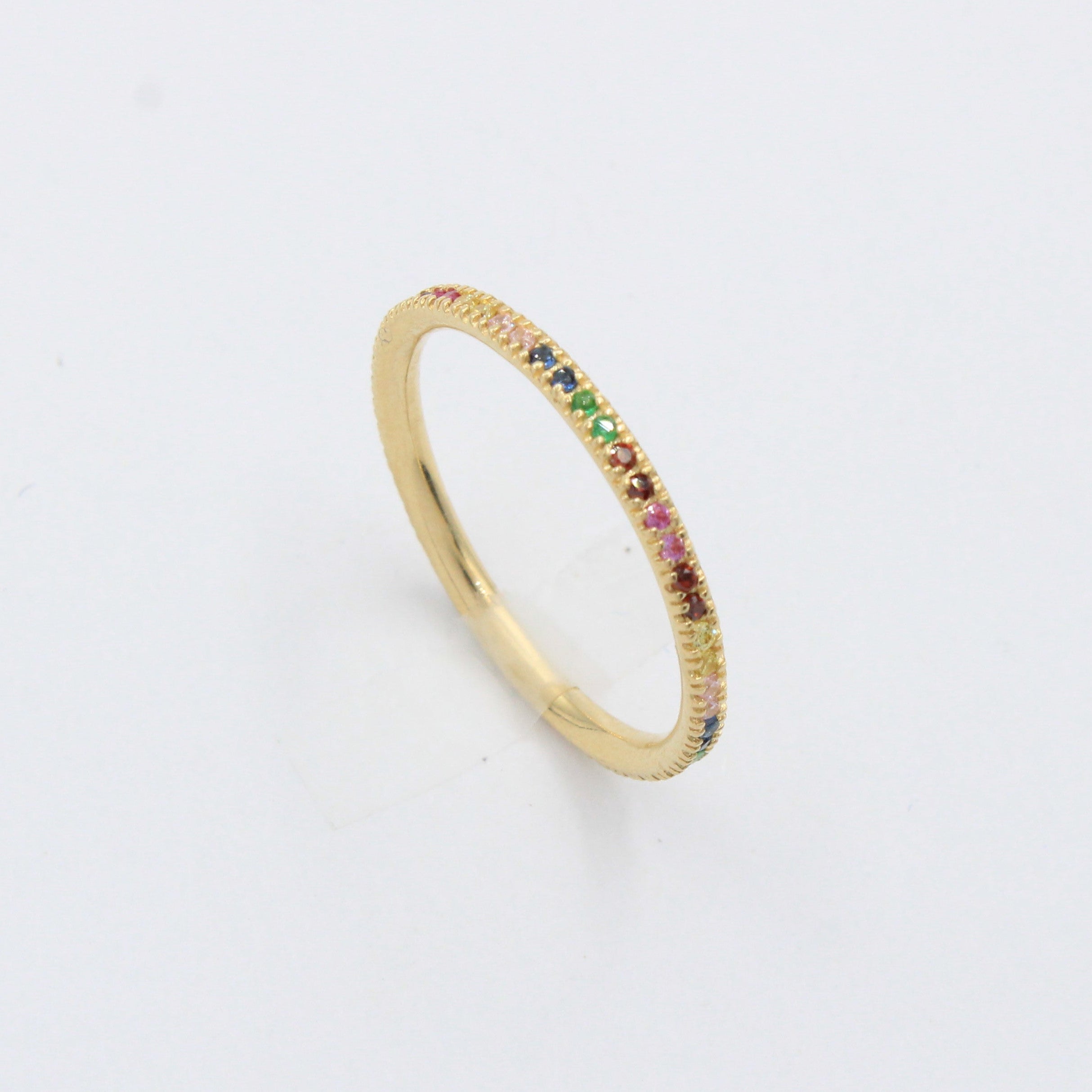 Anillo de Oro 14k Diseño Especial de Churumbela con Zirconias Finas de Colores mod. 10290