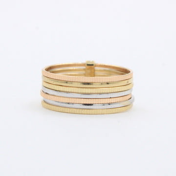 Anillo de Oro 14k Diseño de Semanario con 7 Anillos Finos y Diamantados mod. 10291