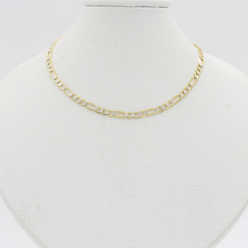 Cadena de Oro 14k Tejido 3x1 Sólido con Diamantado Estilo Martillado mod. 10295