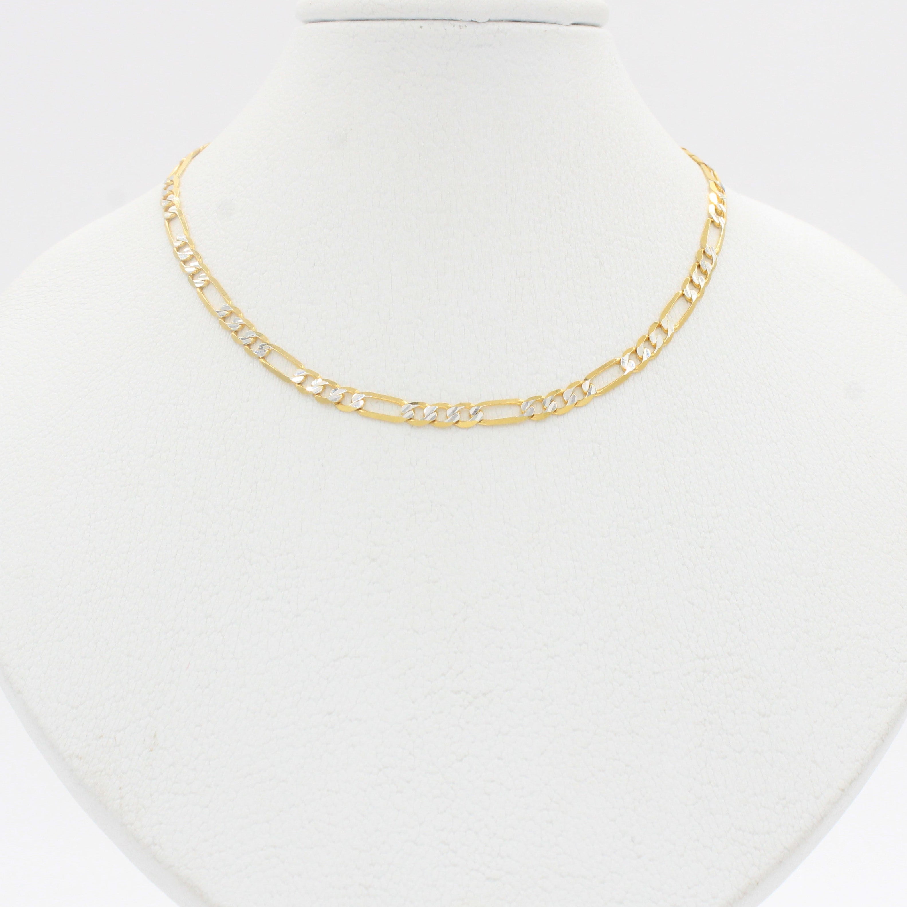 Cadena de Oro 14k Tejido 3x1 Sólido con Diamantado Fino mod. 10296