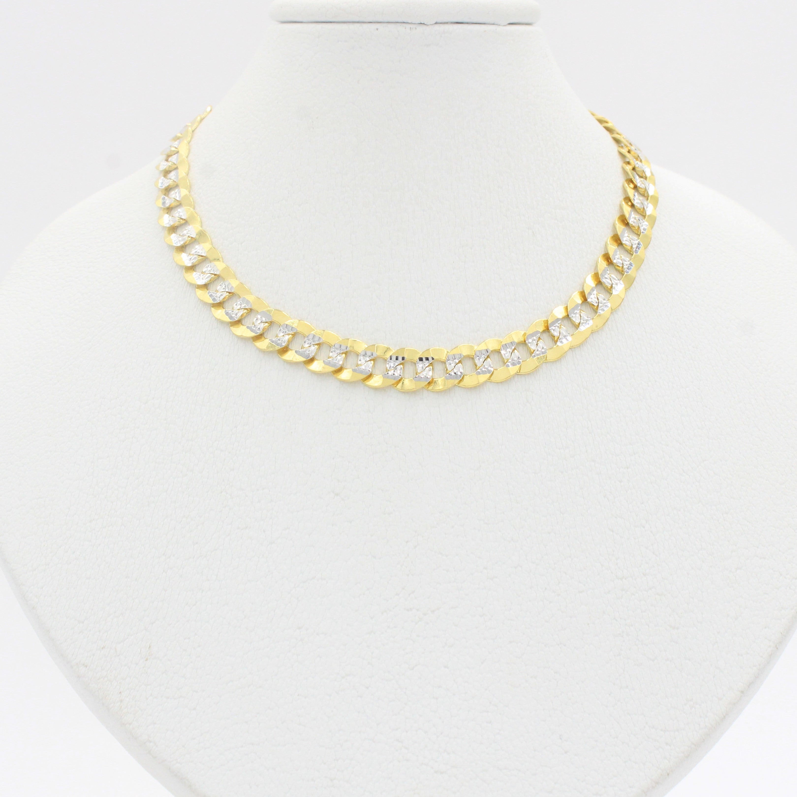 Cadena de Oro 14k Tejido Barbado Sólido con Diamantado de Diseño Martillado mod. 10300