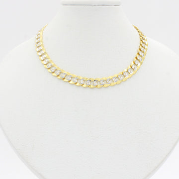 Cadena de Oro 14k Tejido Barbado Sólido con Diamantado de Diseño Martillado mod. 10300