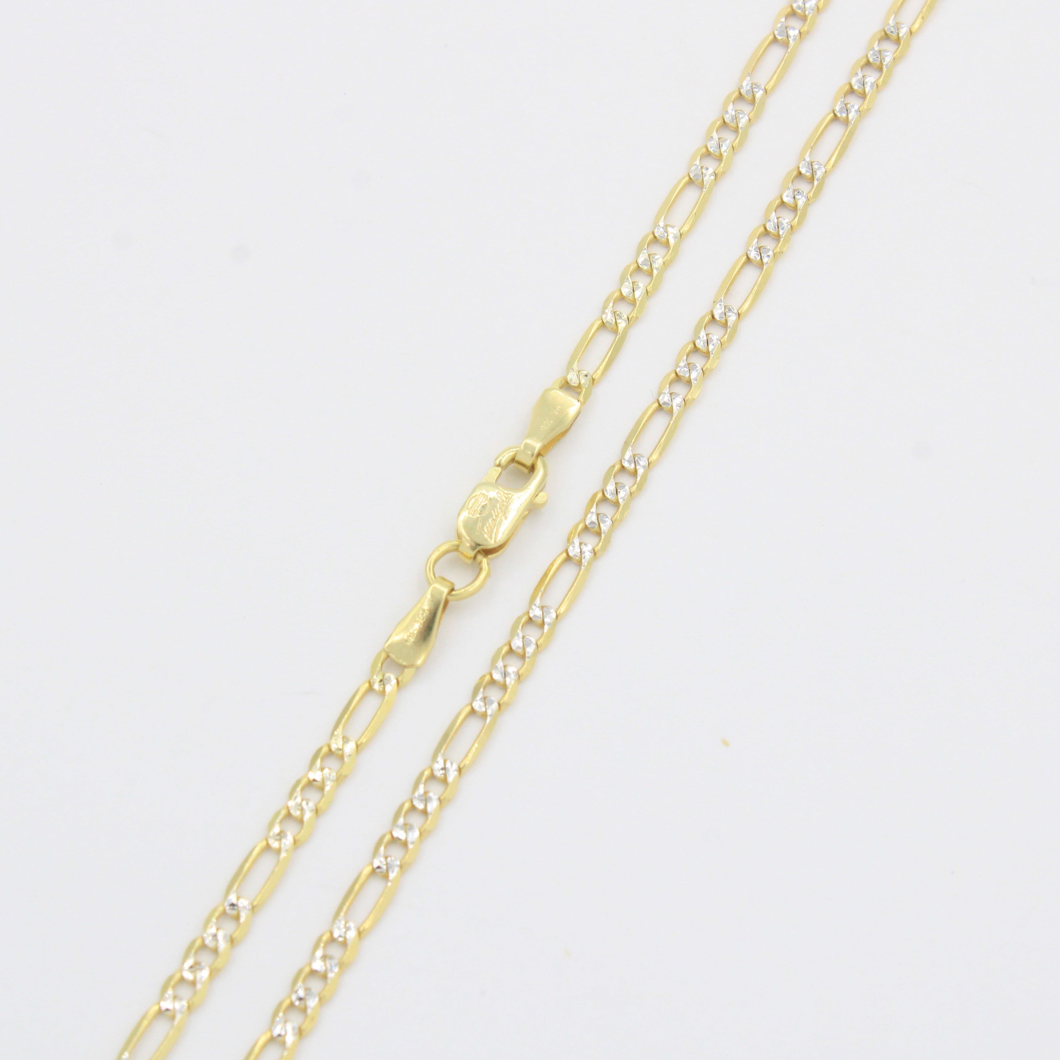 Cadena de Oro 14k Tejido 3x1 Sólido con Diamantado Estilo Martillado mod. 10295