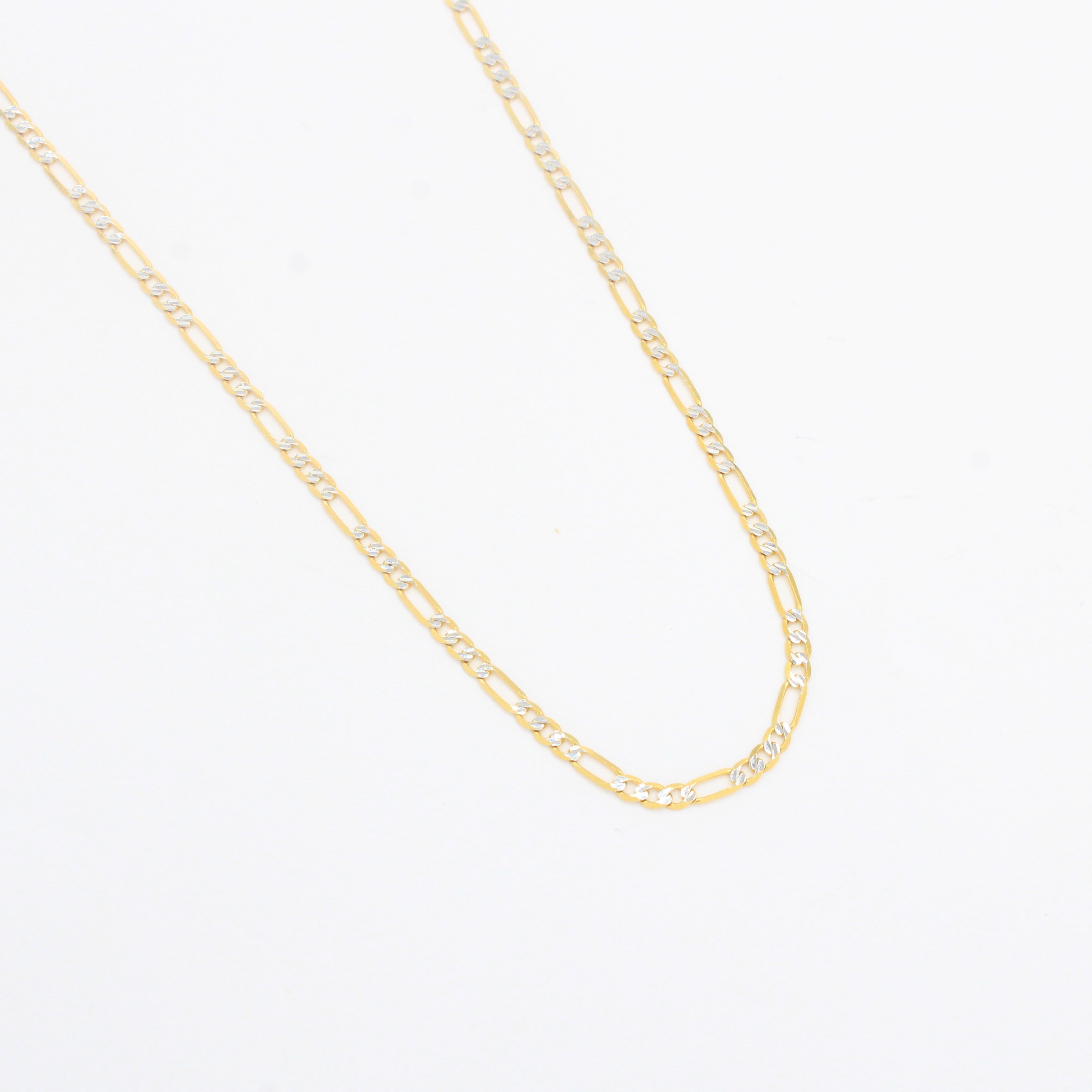 Cadena de Oro 14k Tejido 3x1 Sólido con Diamantado Fino mod. 10296