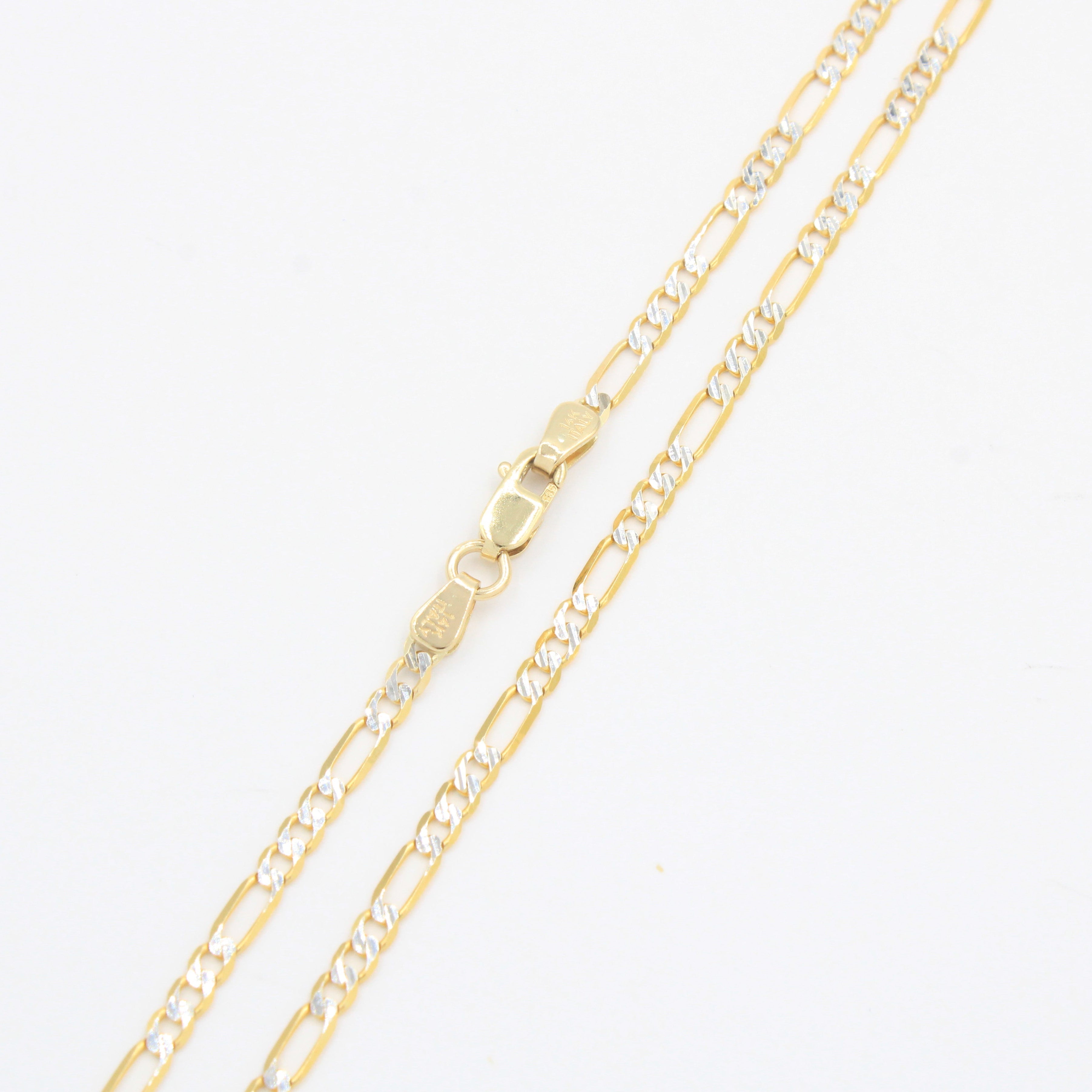 Cadena de Oro 14k Tejido 3x1 Sólido con Diamantado Fino mod. 10296