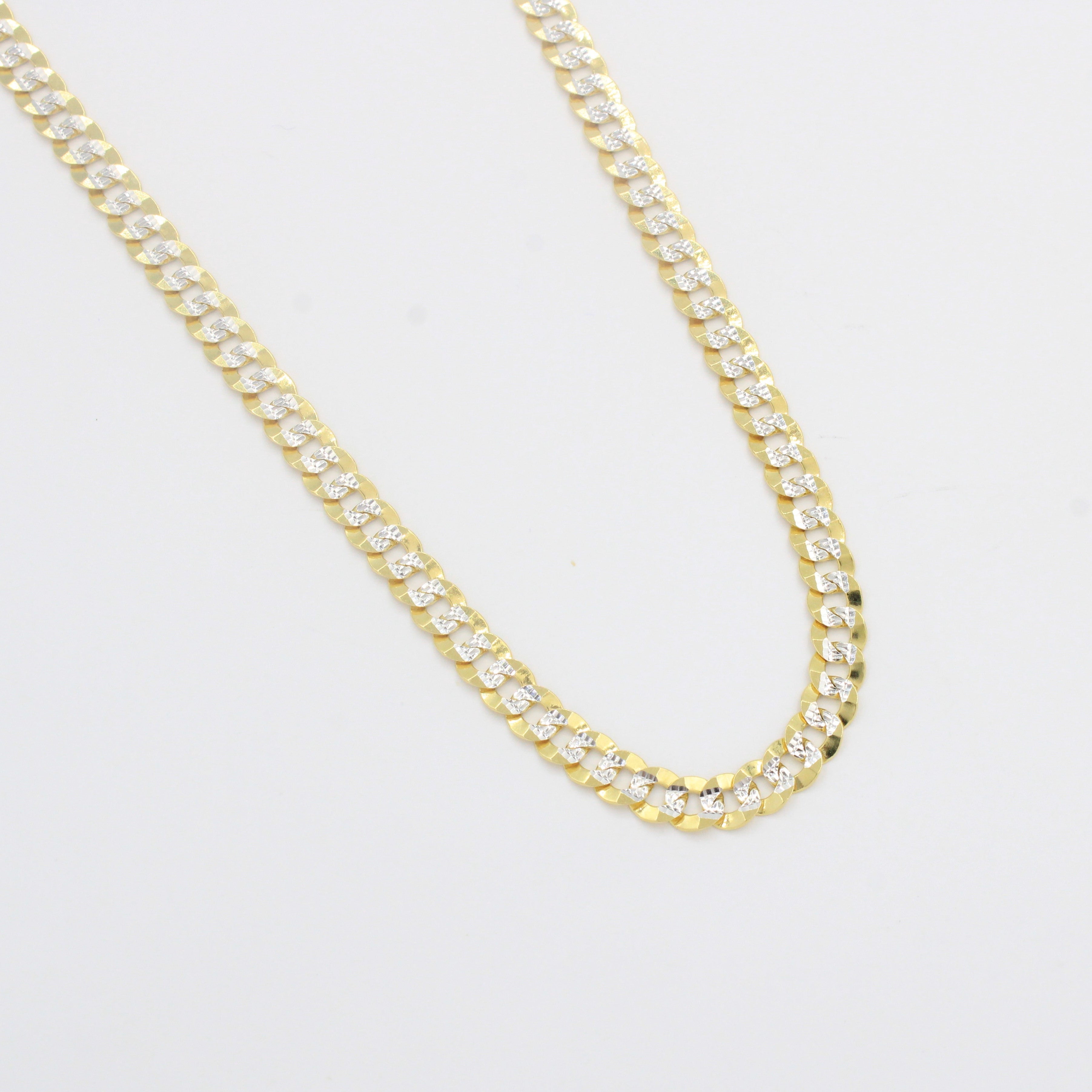 Cadena de Oro 14k Tejido Barbado Sólido con Diamantado de Diseño Martillado mod. 10300