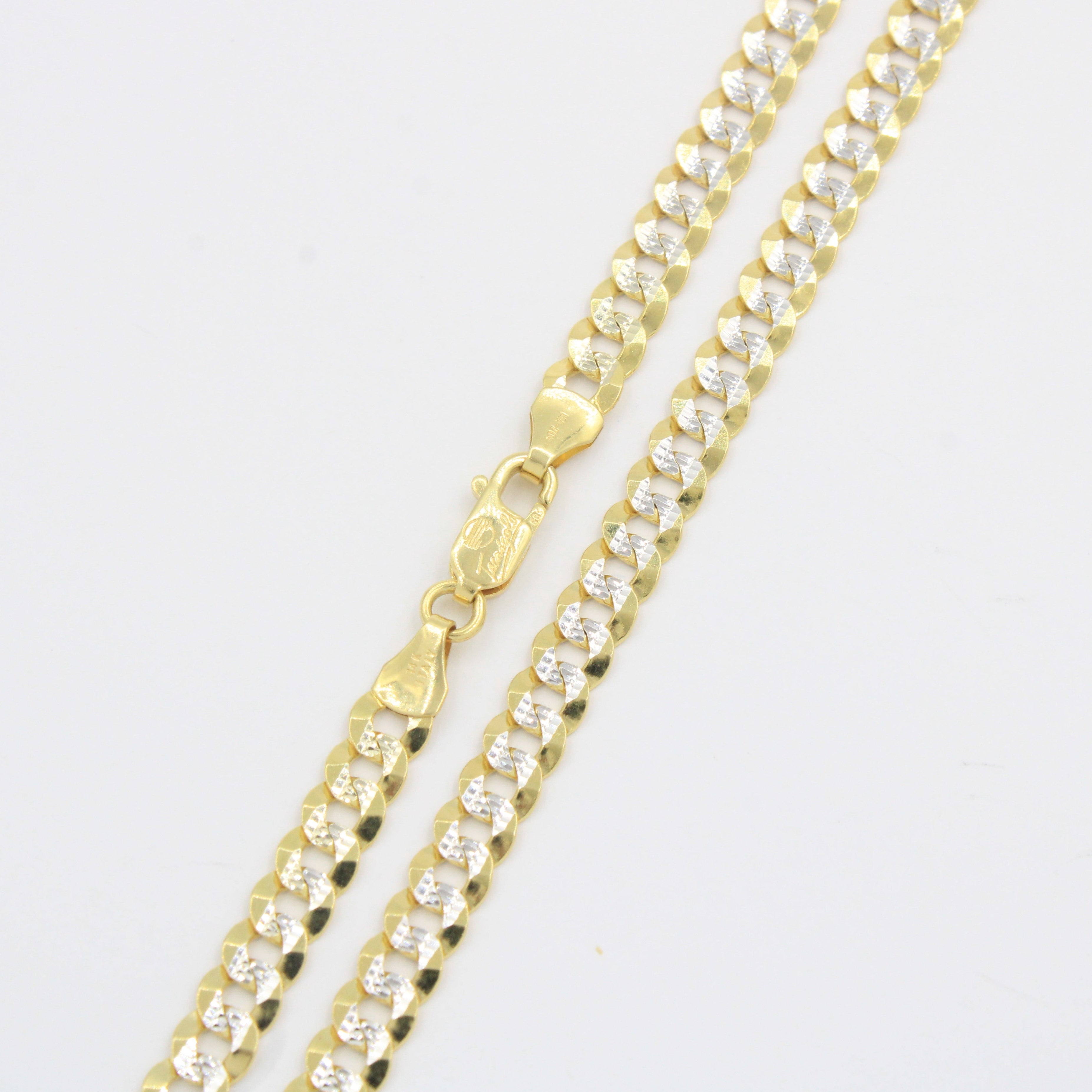 Cadena de Oro 14k Tejido Barbado Sólido con Diamantado de Diseño Martillado mod. 10300