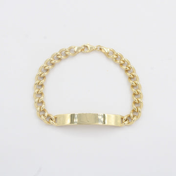 Esclava de Oro 14k Hueca de Tejido Barbado Brillante y Placa Brillante mod. 10301