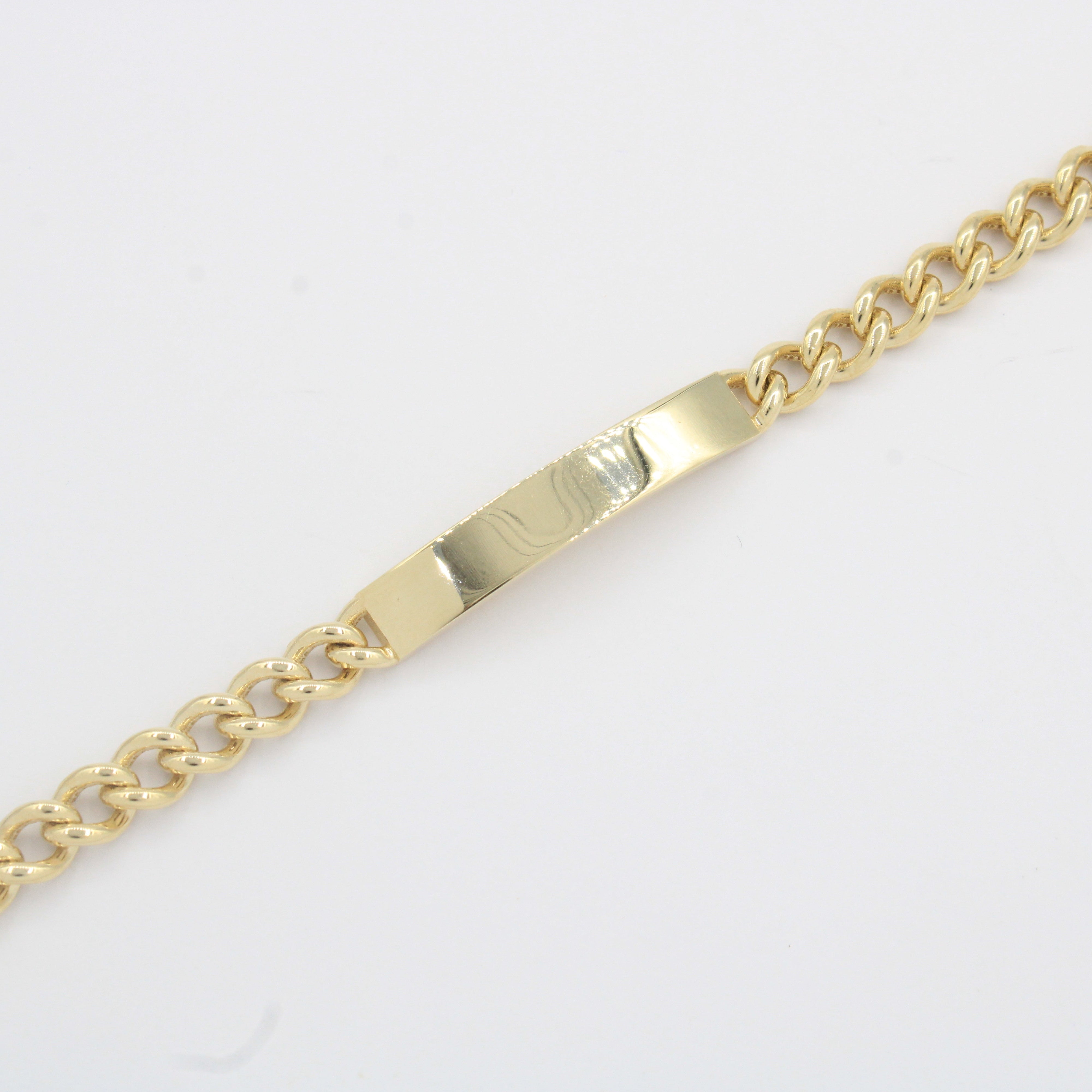 Esclava de Oro 14k Hueca de Tejido Barbado Brillante y Placa Brillante mod. 10301