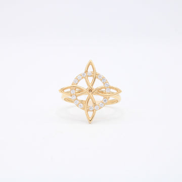Anillo de Oro 14k Nudo de Bruja con Zirconias mod. 10854