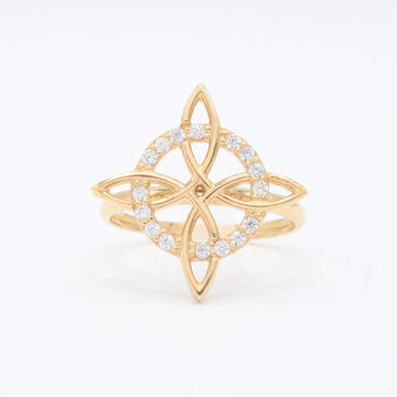 Anillo de Oro 14k Nudo de Bruja con Zirconias mod. 10854