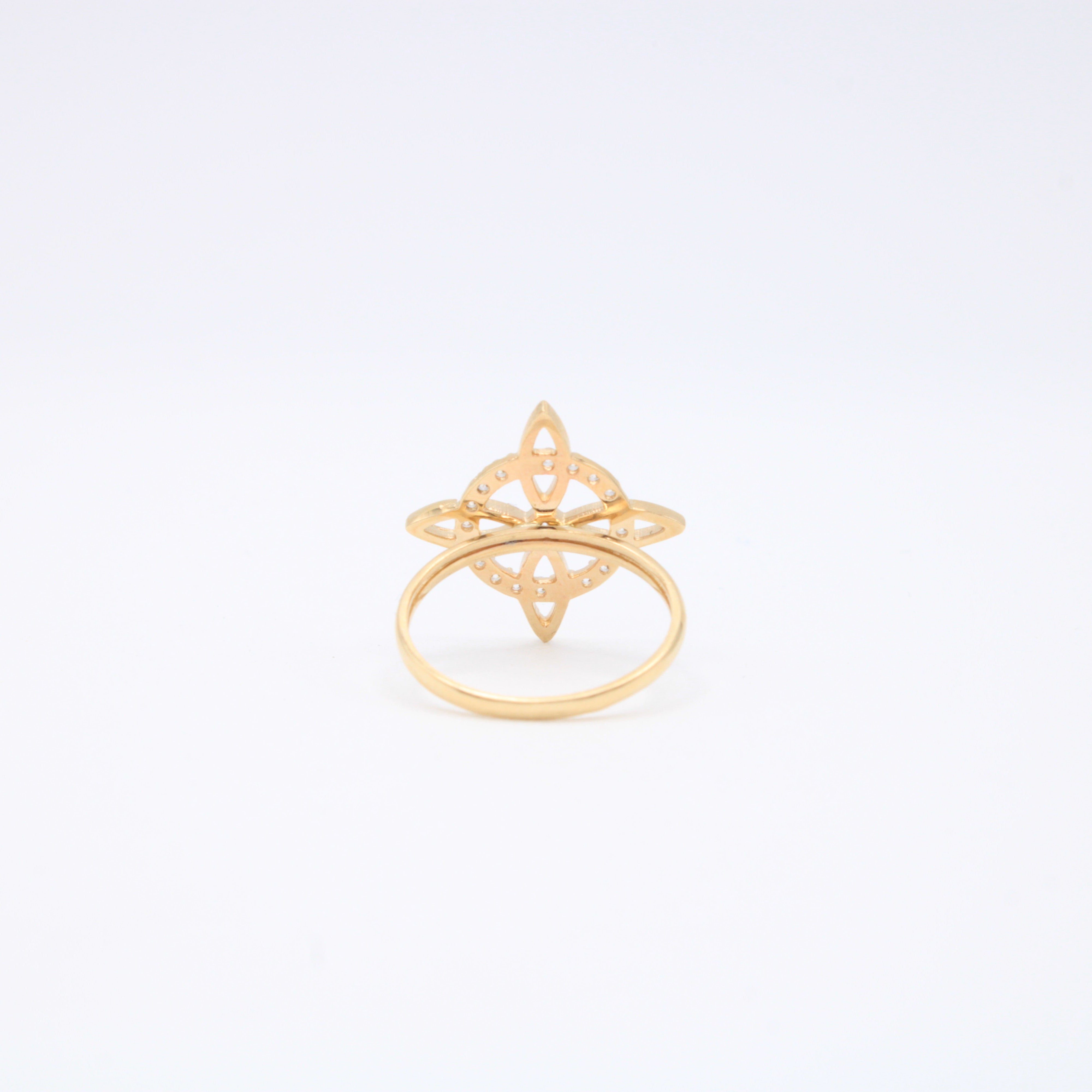 Anillo de Oro 14k Nudo de Bruja con Zirconias mod. 10854