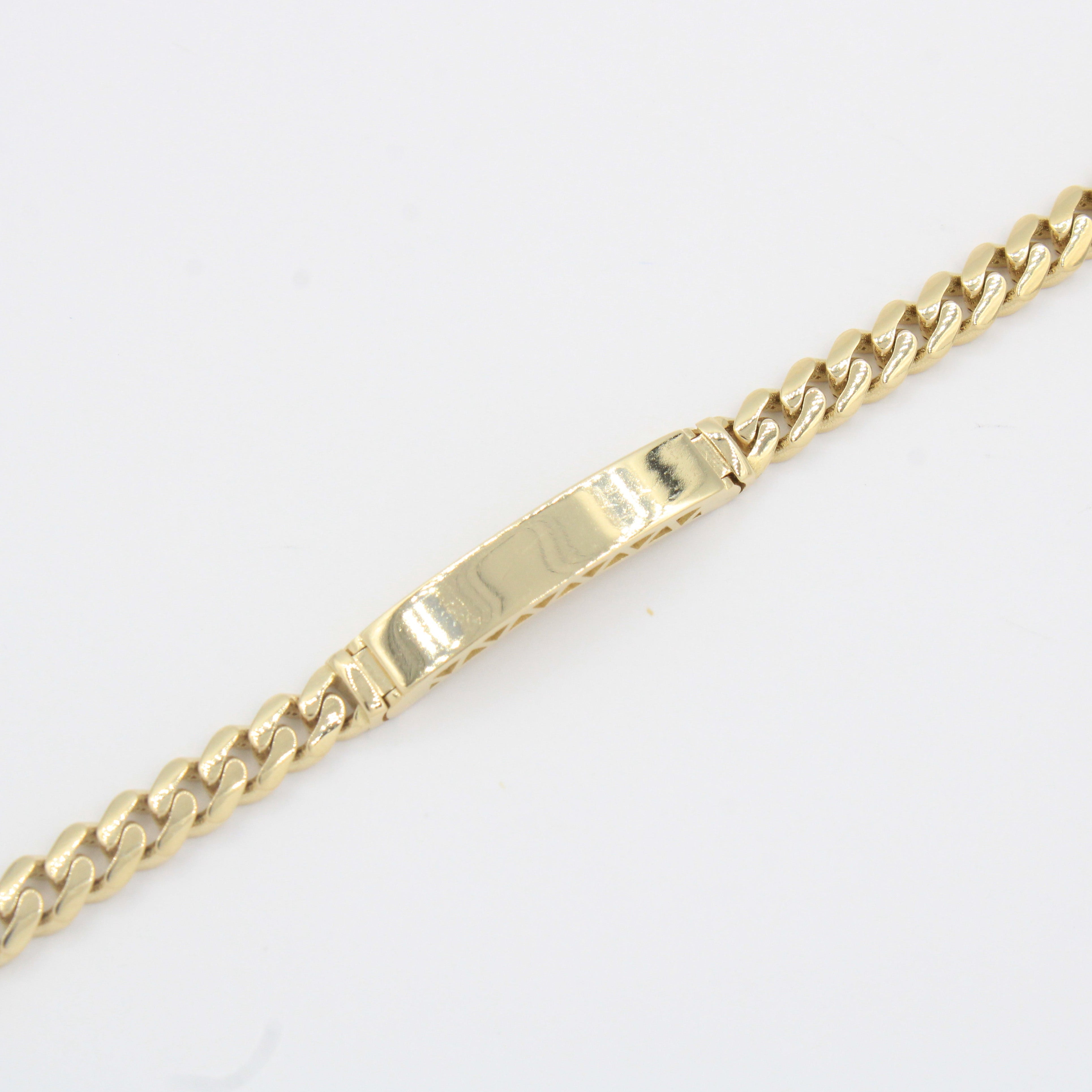 Esclava de Oro 14k Hueca de Tejido Barbado Brillante con Broche Incrustado con Zirconias mod. 10303