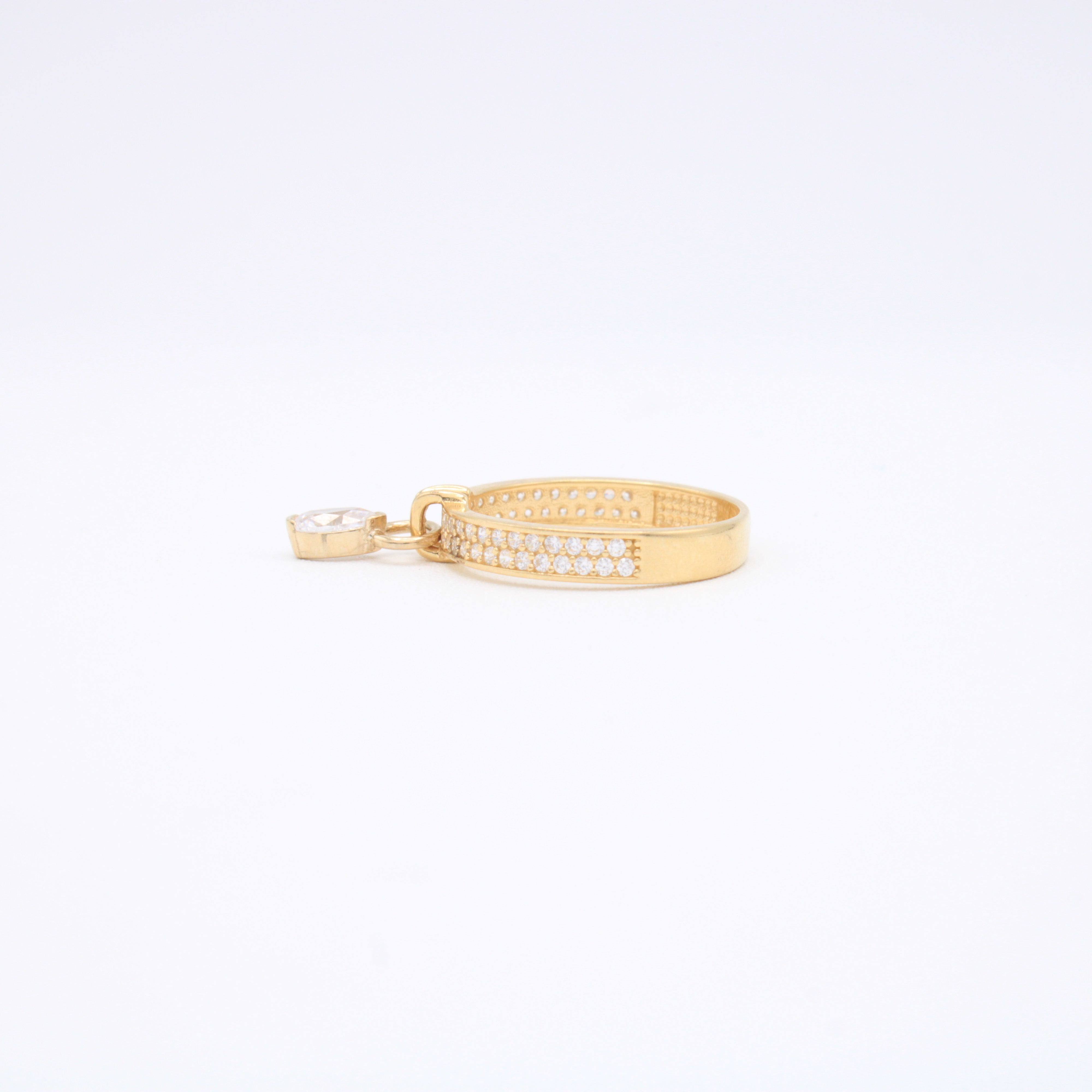 Anillo de Oro 14k con Colgante e Inscrustación de Zirconias mod. 10855