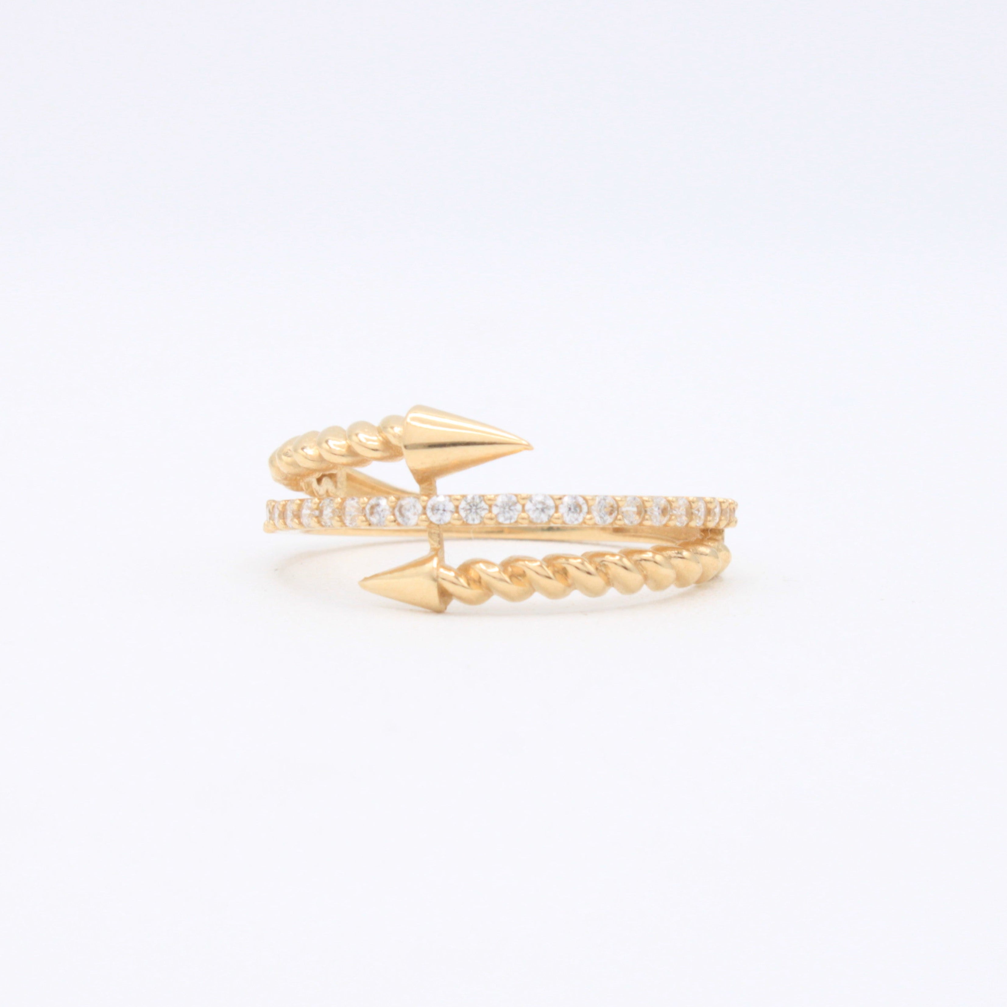 Anillo de Oro 14k Doble Flecha con Zirconias mod. 10857