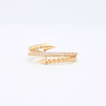 Anillo de Oro 14k Doble Flecha con Zirconias mod. 10857