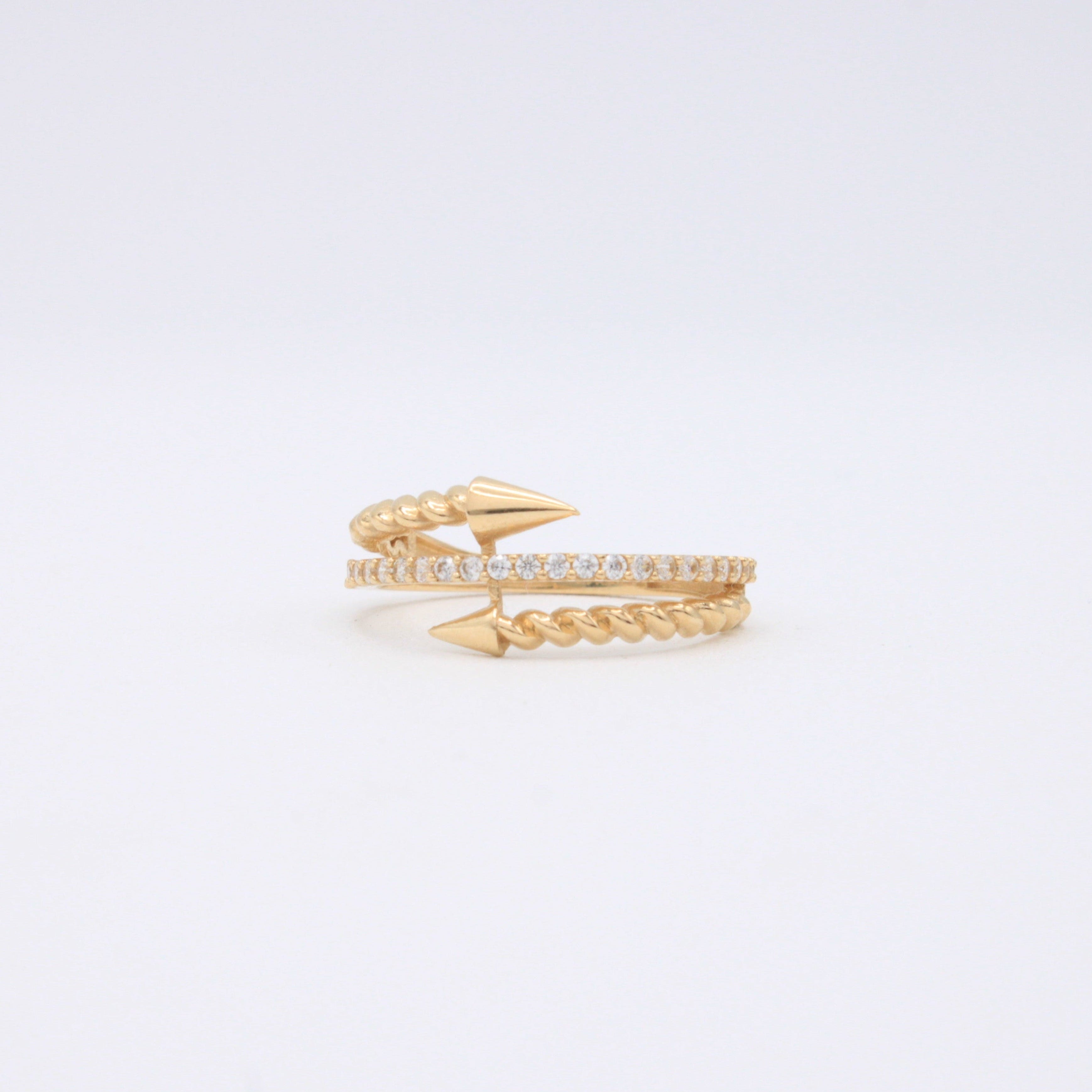 Anillo de Oro 14k Cruzado con Inscrustación de Zirconias mod. 10857