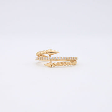 Anillo de Oro 14k Cruzado con Inscrustación de Zirconias mod. 10857