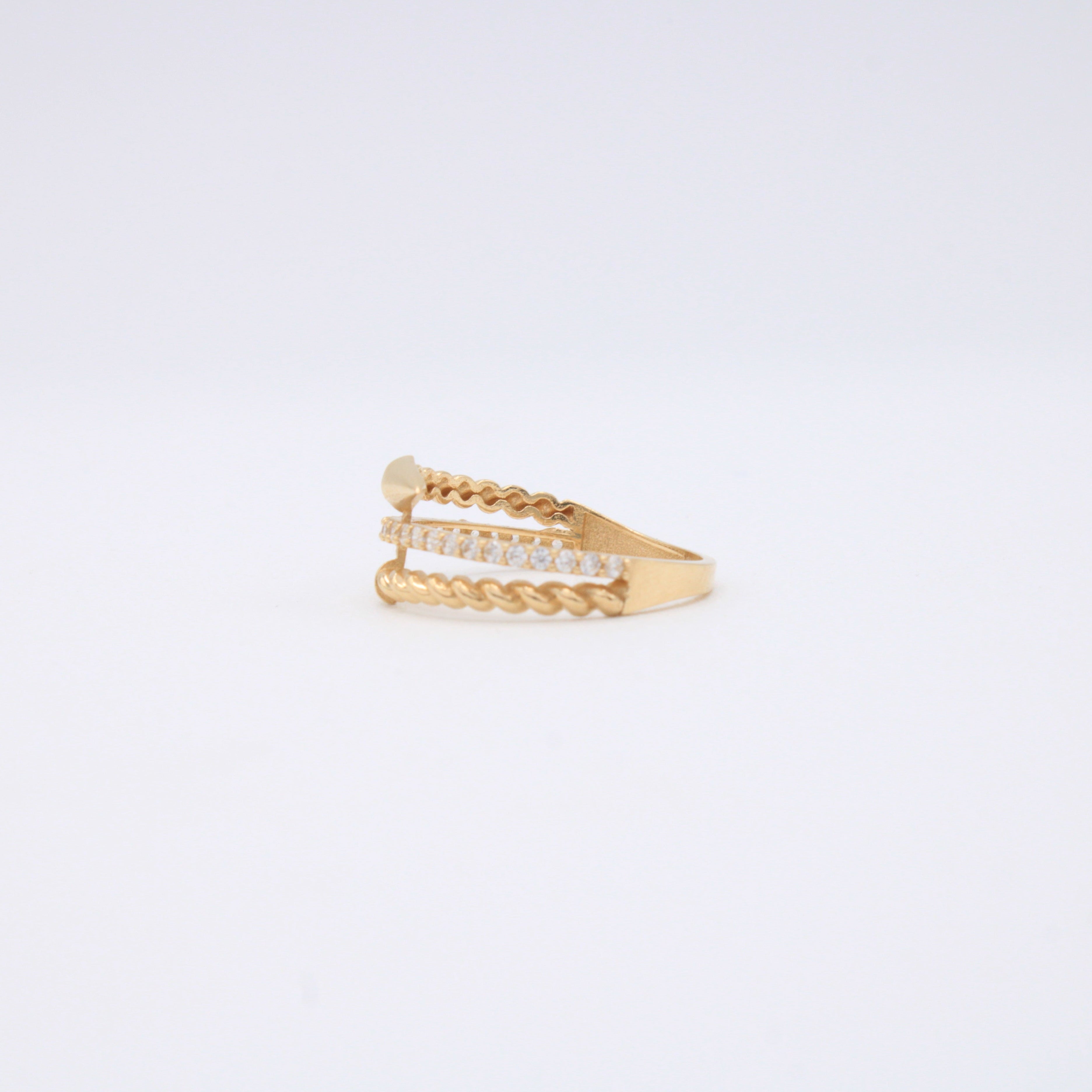 Anillo de Oro 14k Cruzado con Inscrustación de Zirconias mod. 10857
