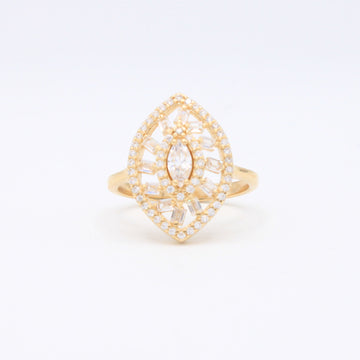 Anillo de Oro 14k Oval Elegante con Zirconias mod. 10858