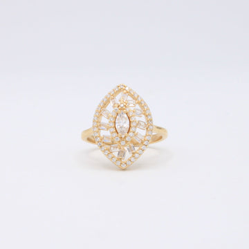 Anillo de Oro 14k Oval Elegante con Zirconias mod. 10858